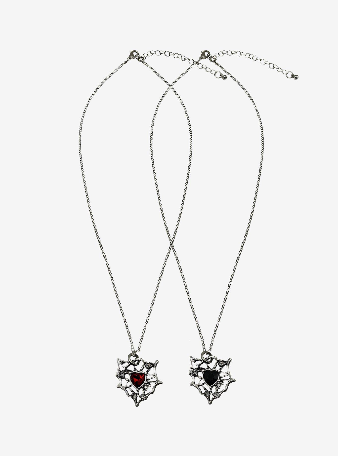 Social Collision Heart Spiderweb Best Friend Necklace Set, , alternate