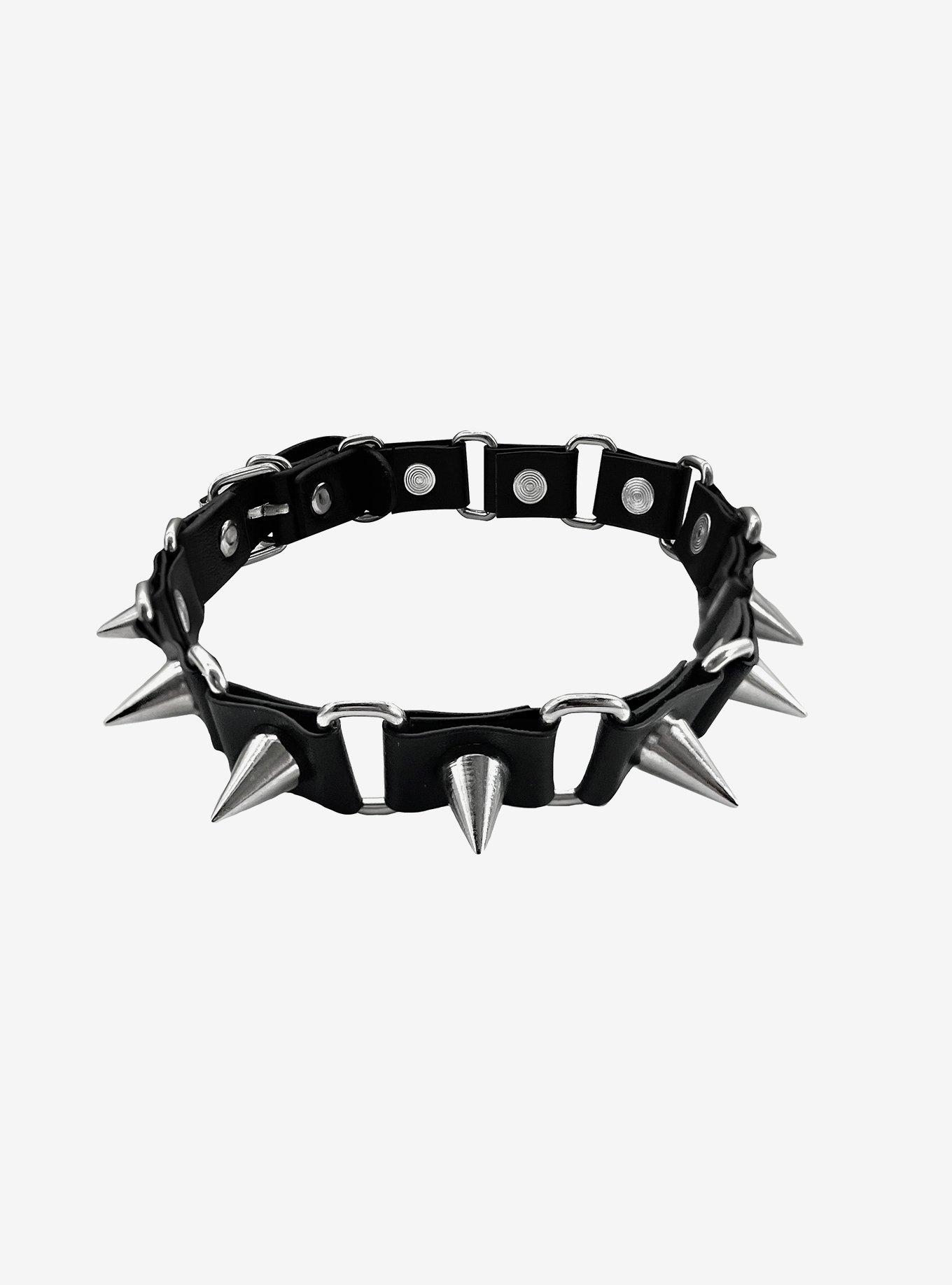 Spike Chain Faux Leather Choker, , hi-res