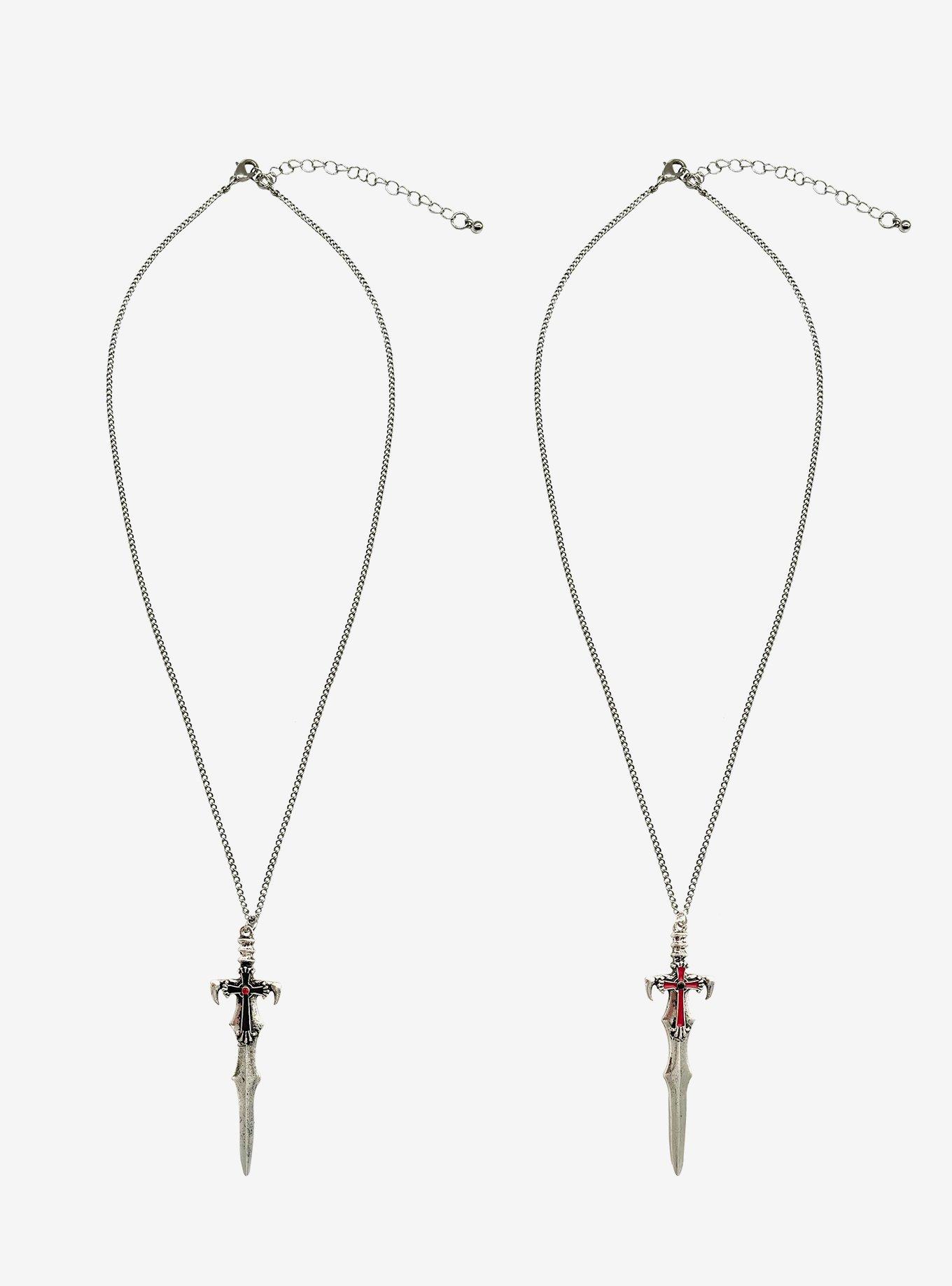 Social Collision Long Sword Best Friend Necklace Set