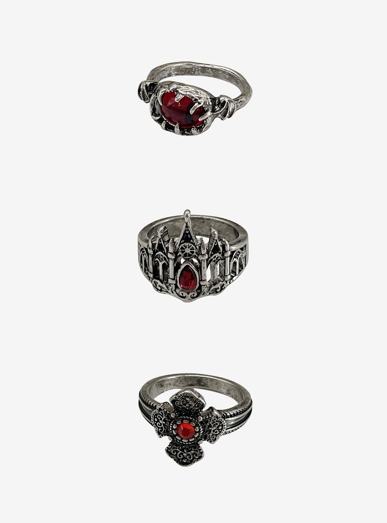 Social Collision Red Gem Cathedral Ring Set