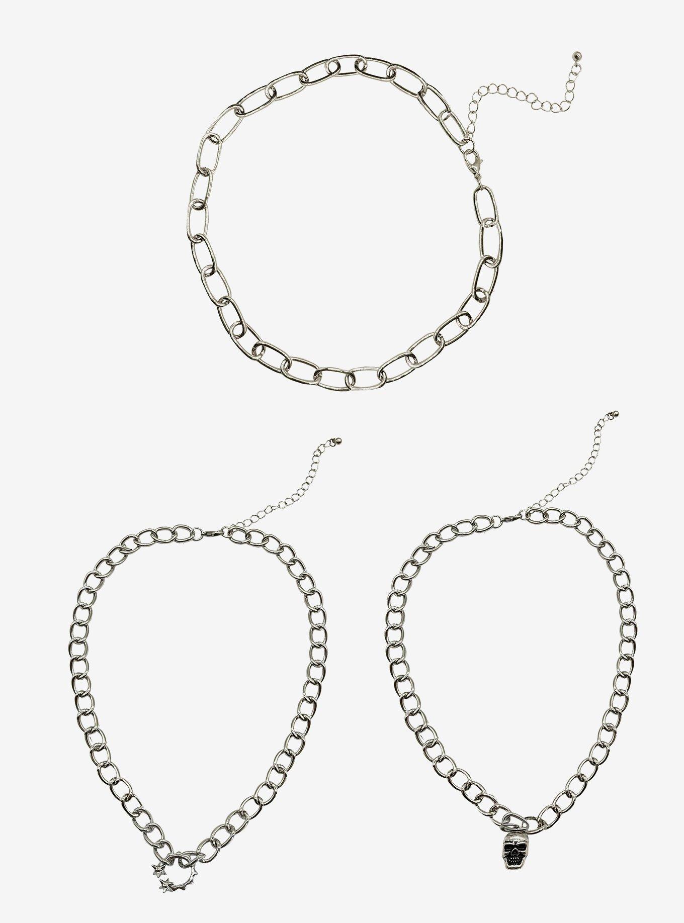 Social Collision Skull Chain Necklace Set, , hi-res