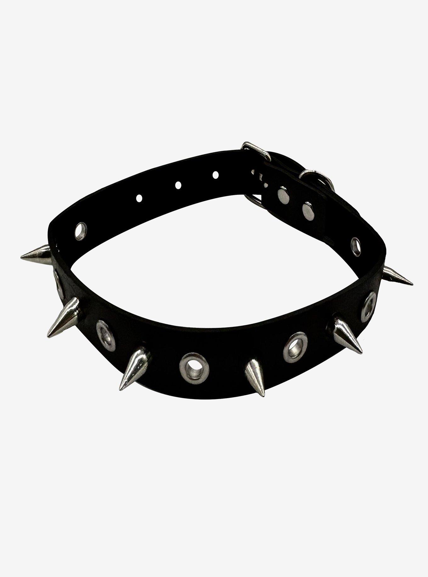 Spike & Grommet Faux Leather Choker, , hi-res