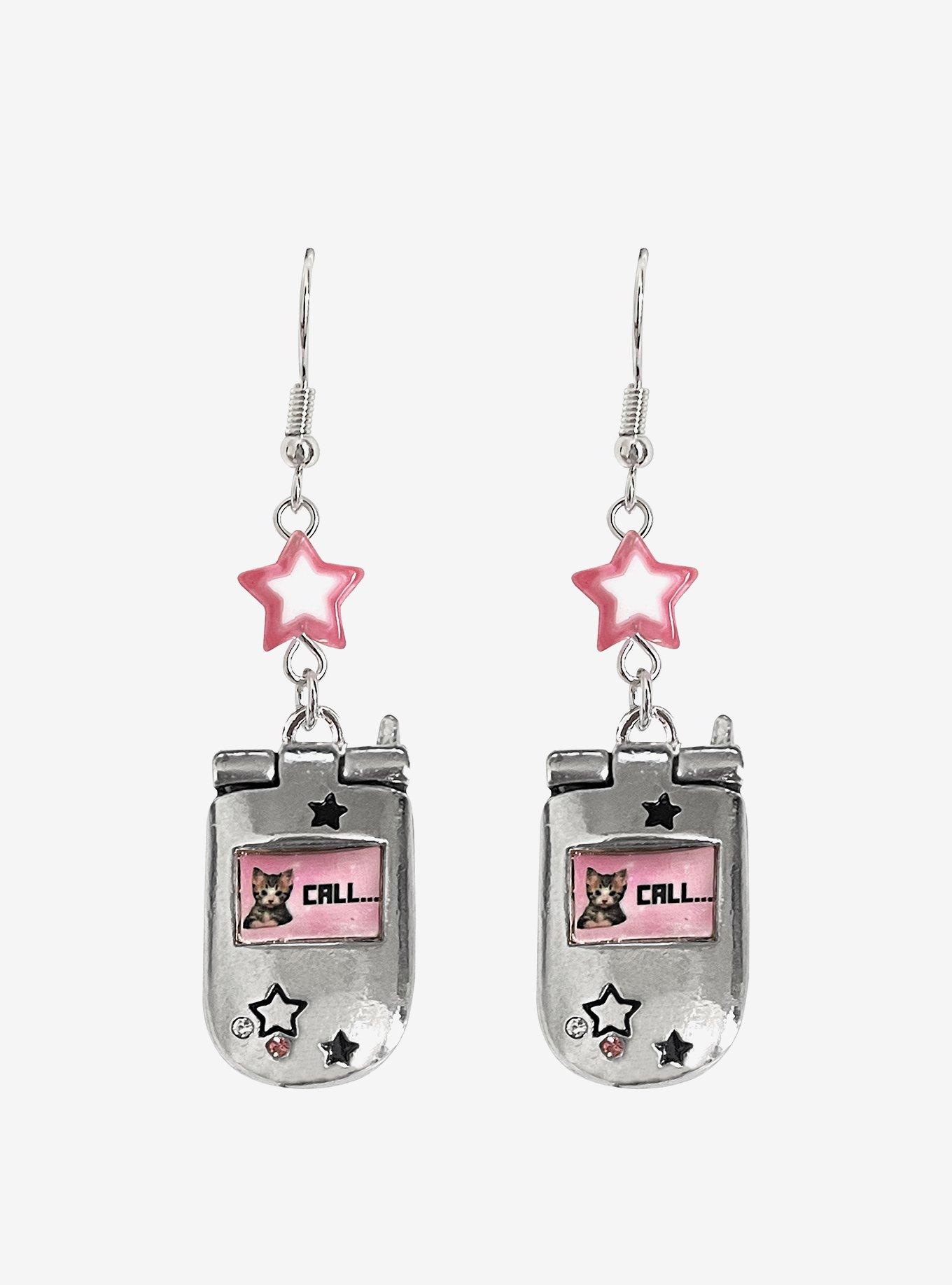 Sweet Society Cat Flip Phone Drop Earrings