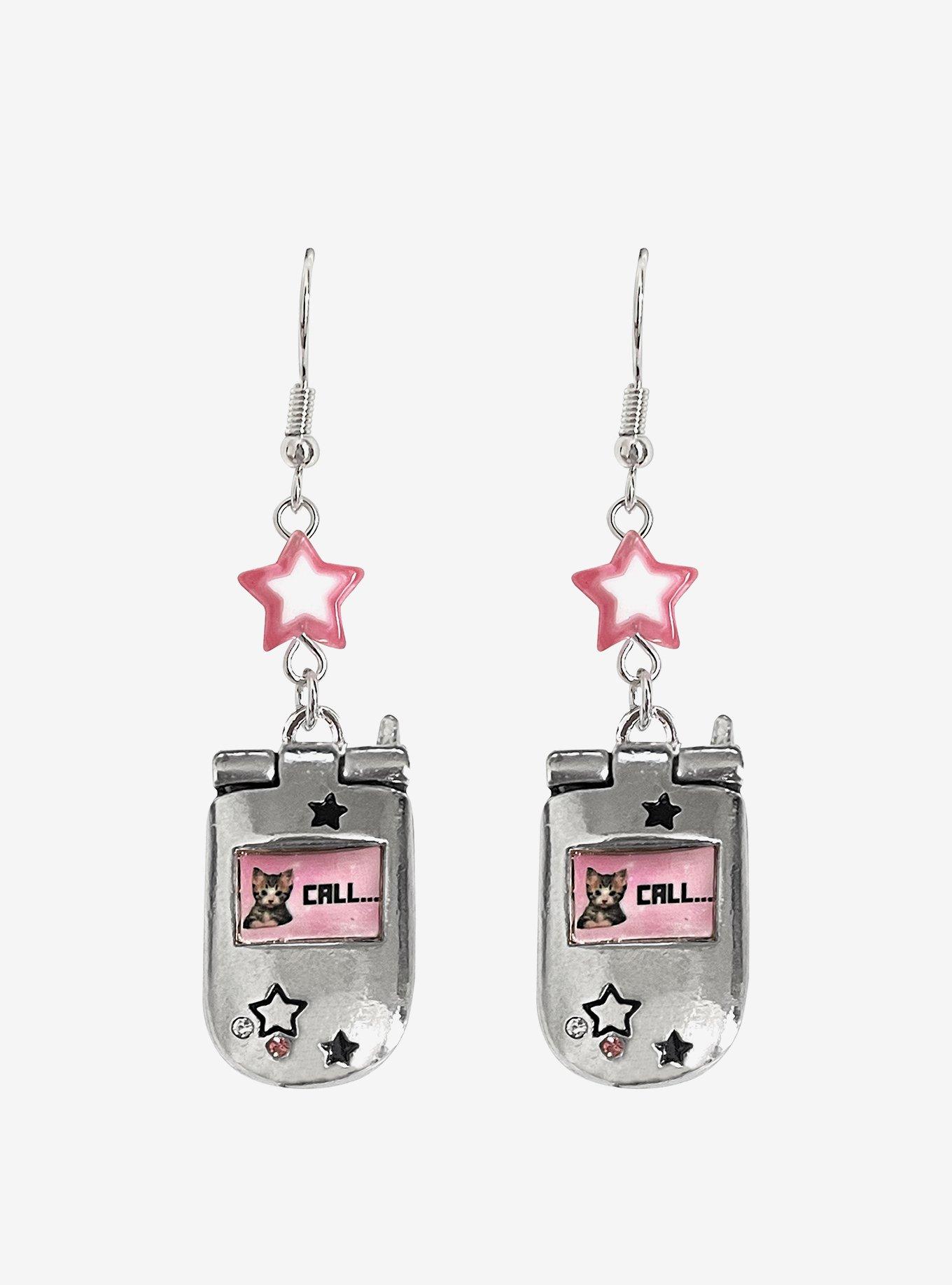 Sweet Society Cat Flip Phone Drop Earrings, , alternate
