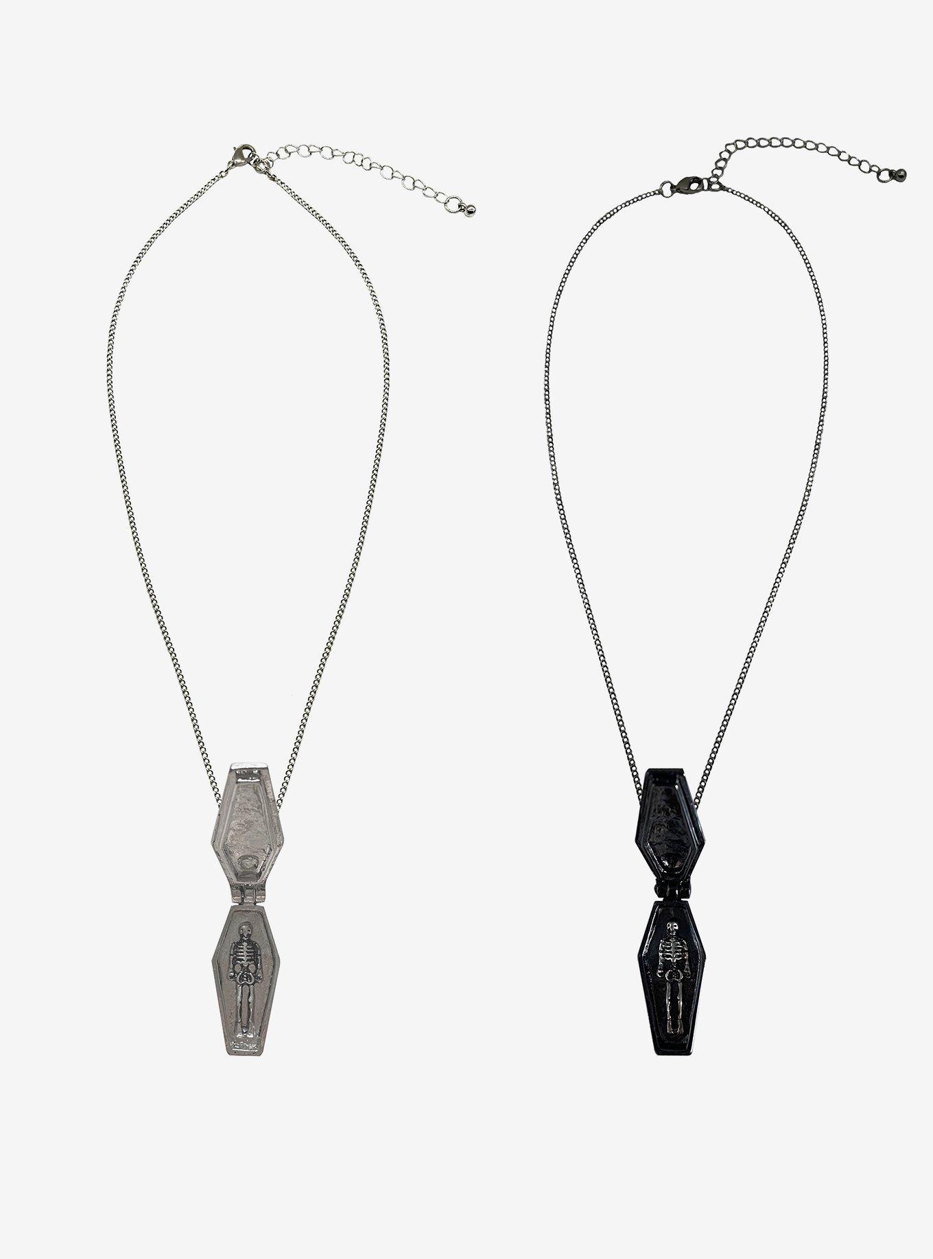 Social Collision Skeleton Coffin Best Friend Locket Necklace Set, , hi-res
