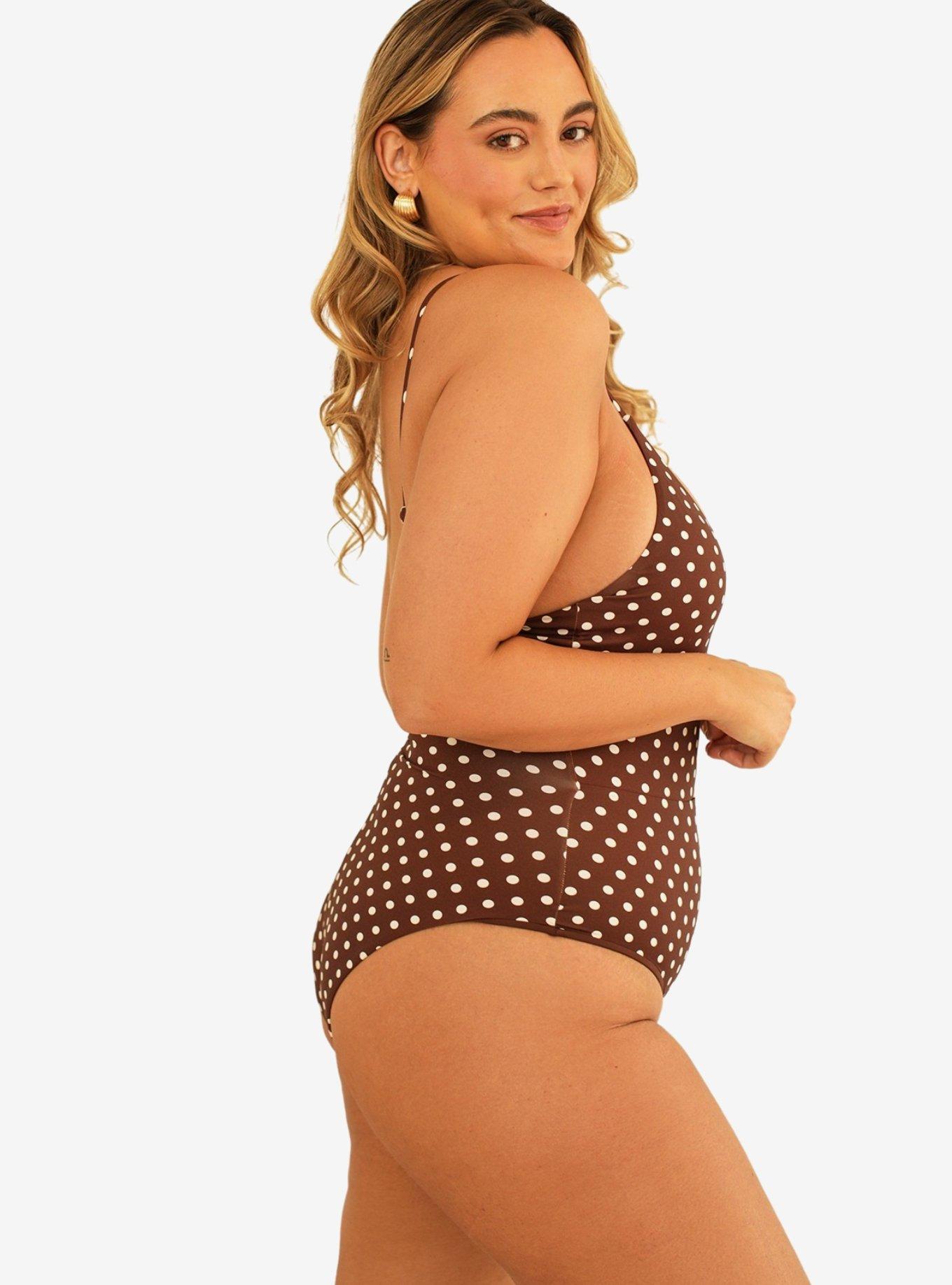 Dippin' Daisy's Bliss Moderate Coverage Swim One Piece Dotted Brown, BROWN, alternate