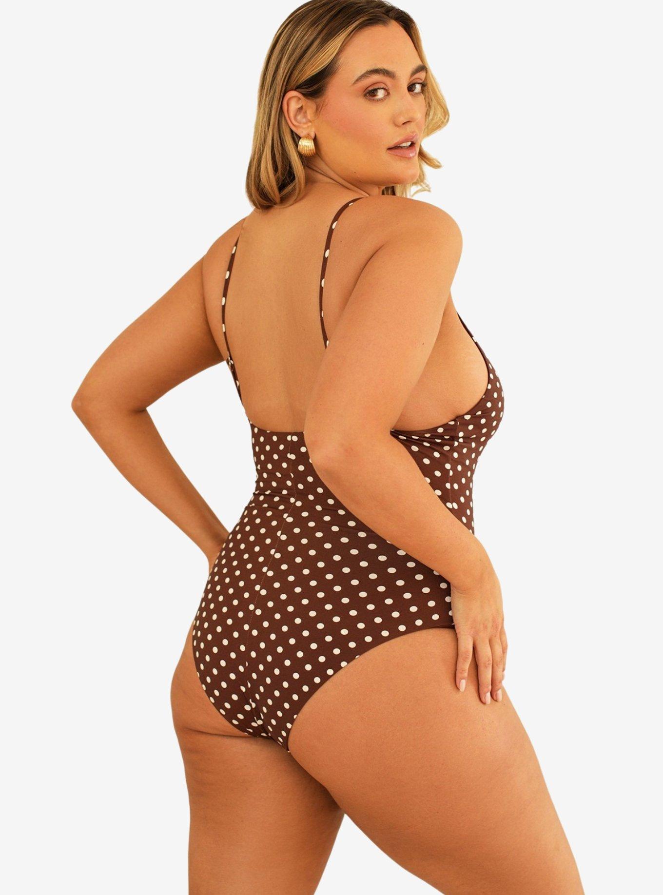 Dippin' Daisy's Bliss Moderate Coverage Swim One Piece Dotted Brown, BROWN, alternate