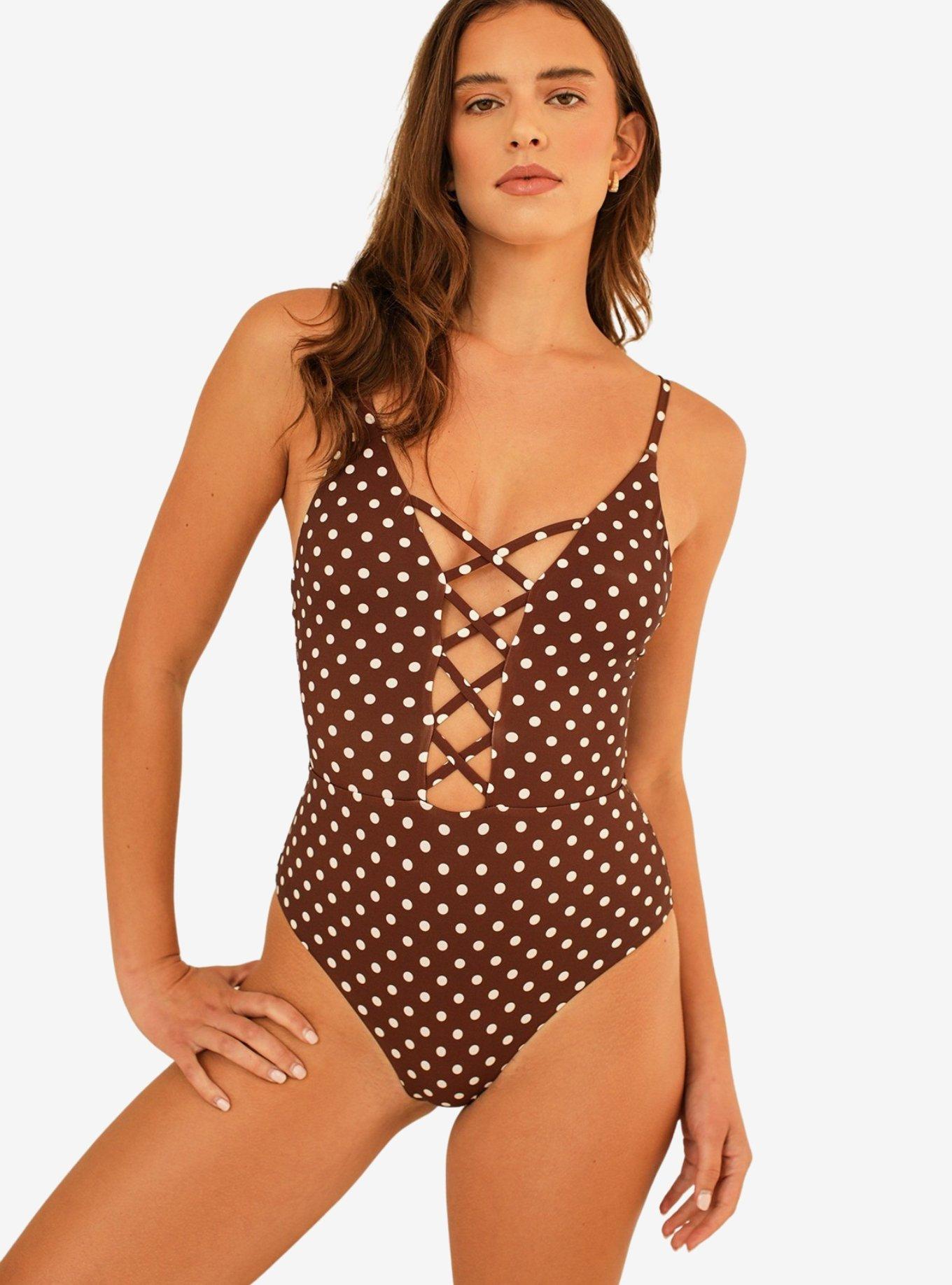 Dippin' Daisy's Bliss Moderate Coverage Swim One Piece Dotted Brown, BROWN, alternate