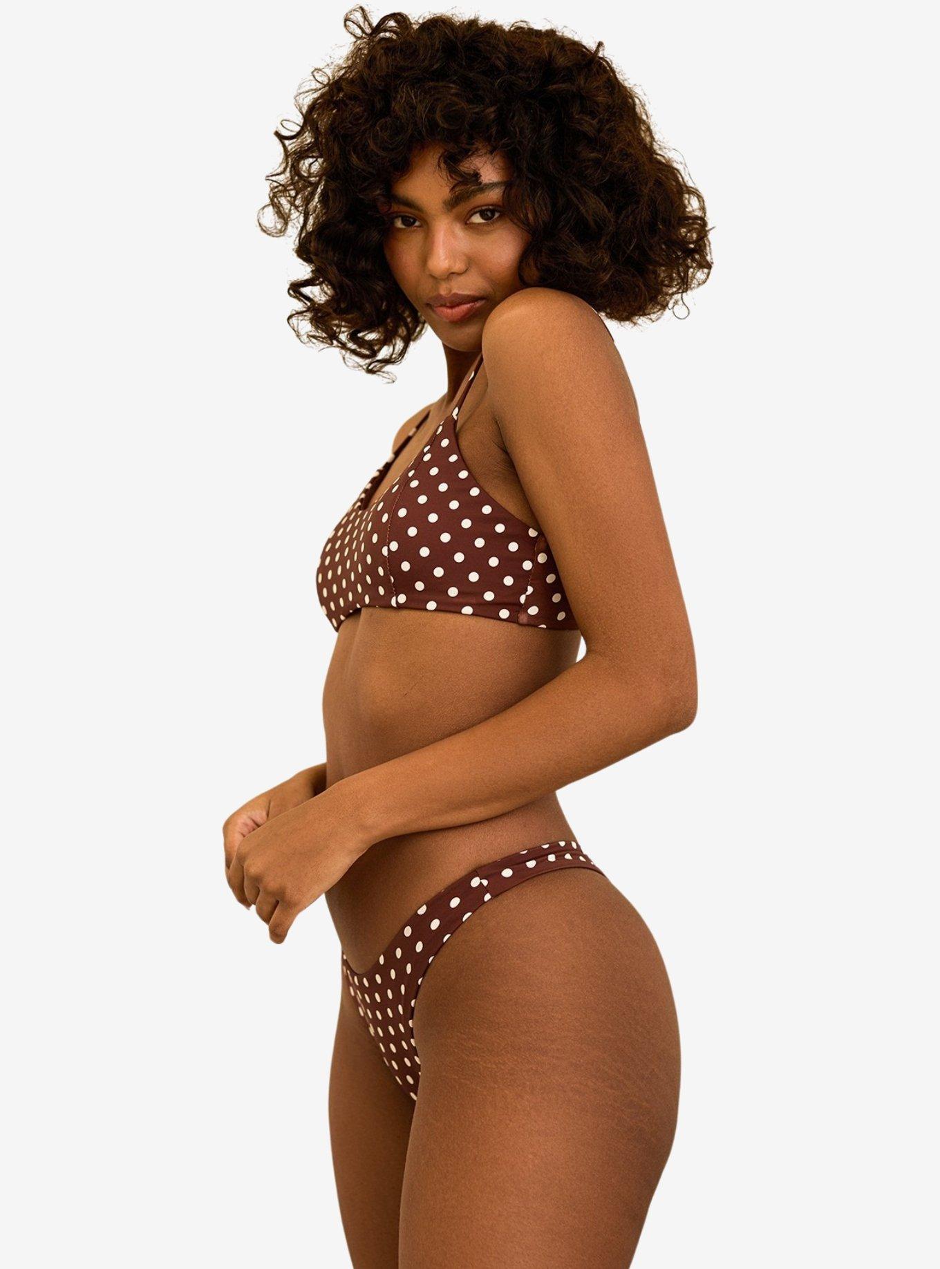 Dippin' Daisy's Seaport High Cut Thong Swim Bottom Dotted Brown, BROWN, alternate