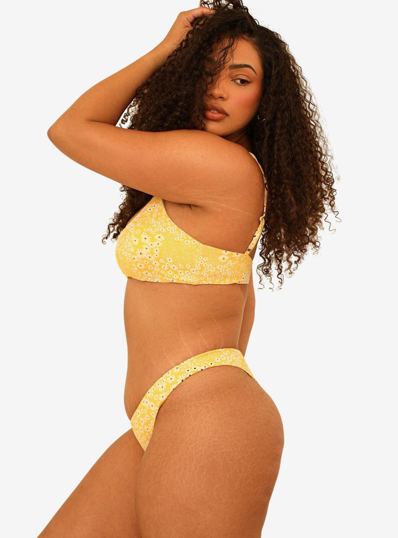 Dippin' Daisy's Seaport High Cut Thong Swim Bottom Golden Ditsy, FLORAL - YELLOW, alternate