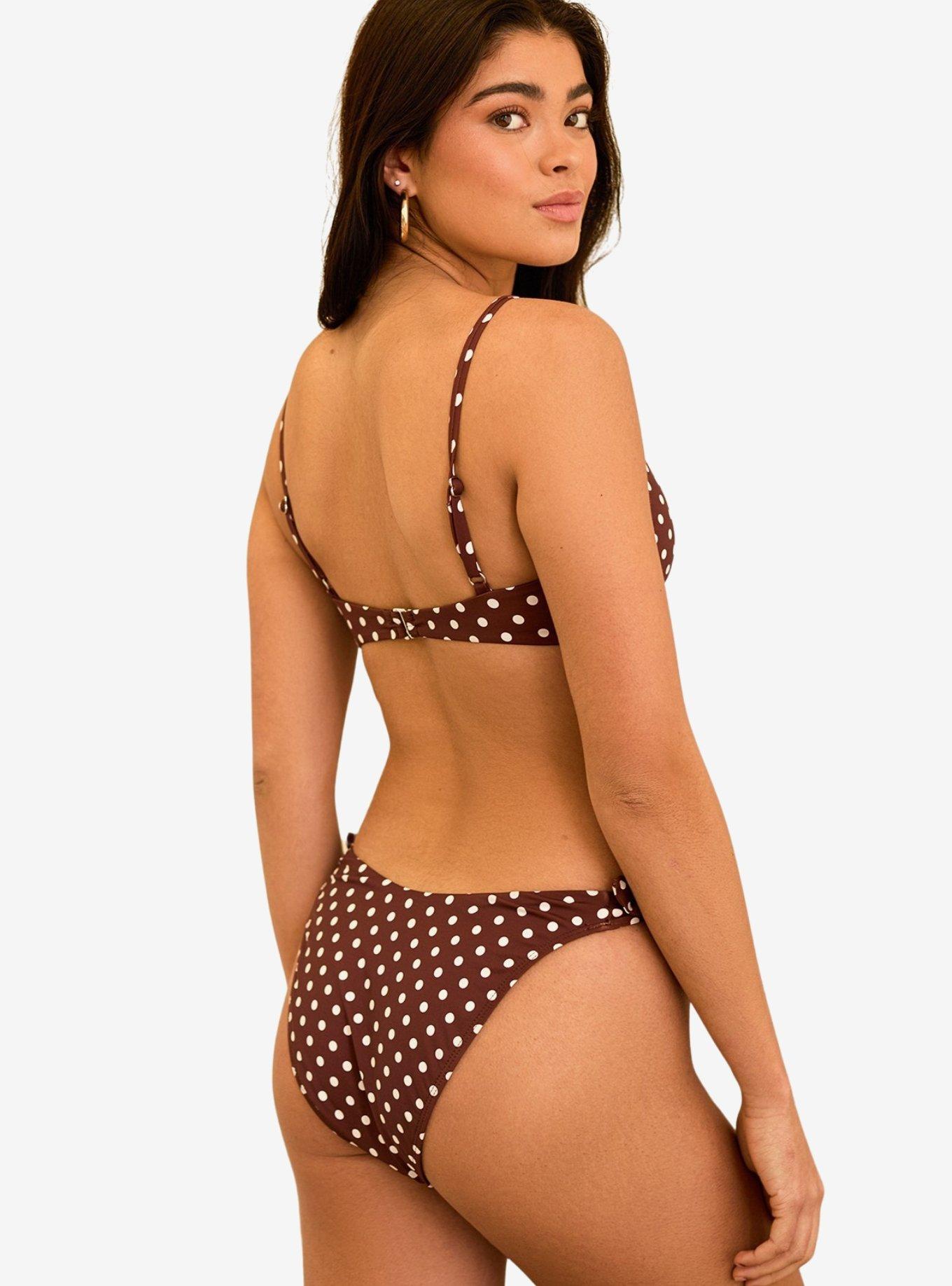 Dippin' Daisy's Lucy Side Knots Cheeky Swim Bottom Dotted Brown, BROWN, alternate
