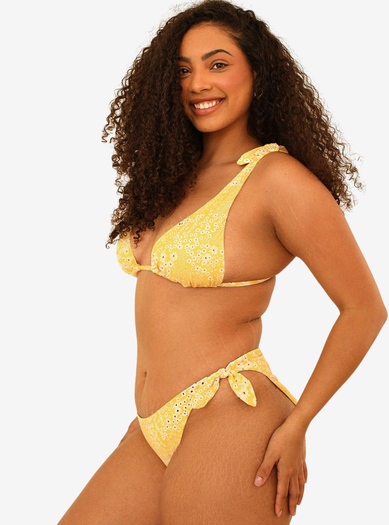 Dippin' Daisy's Lucy Side Knots Cheeky Swim Bottom Golden Ditsy, FLORAL - YELLOW, alternate