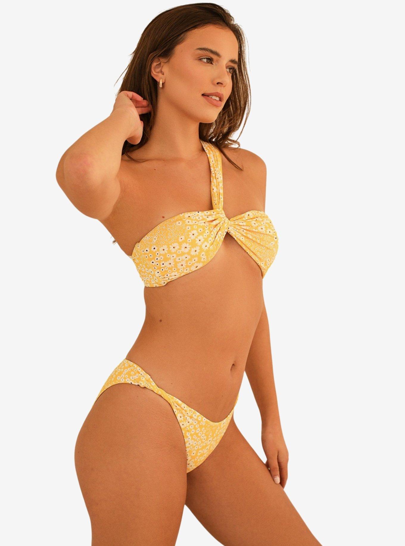 Dippin' Daisy's Charlie Cheeky Swim Bottom Golden Ditsy, FLORAL - YELLOW, alternate