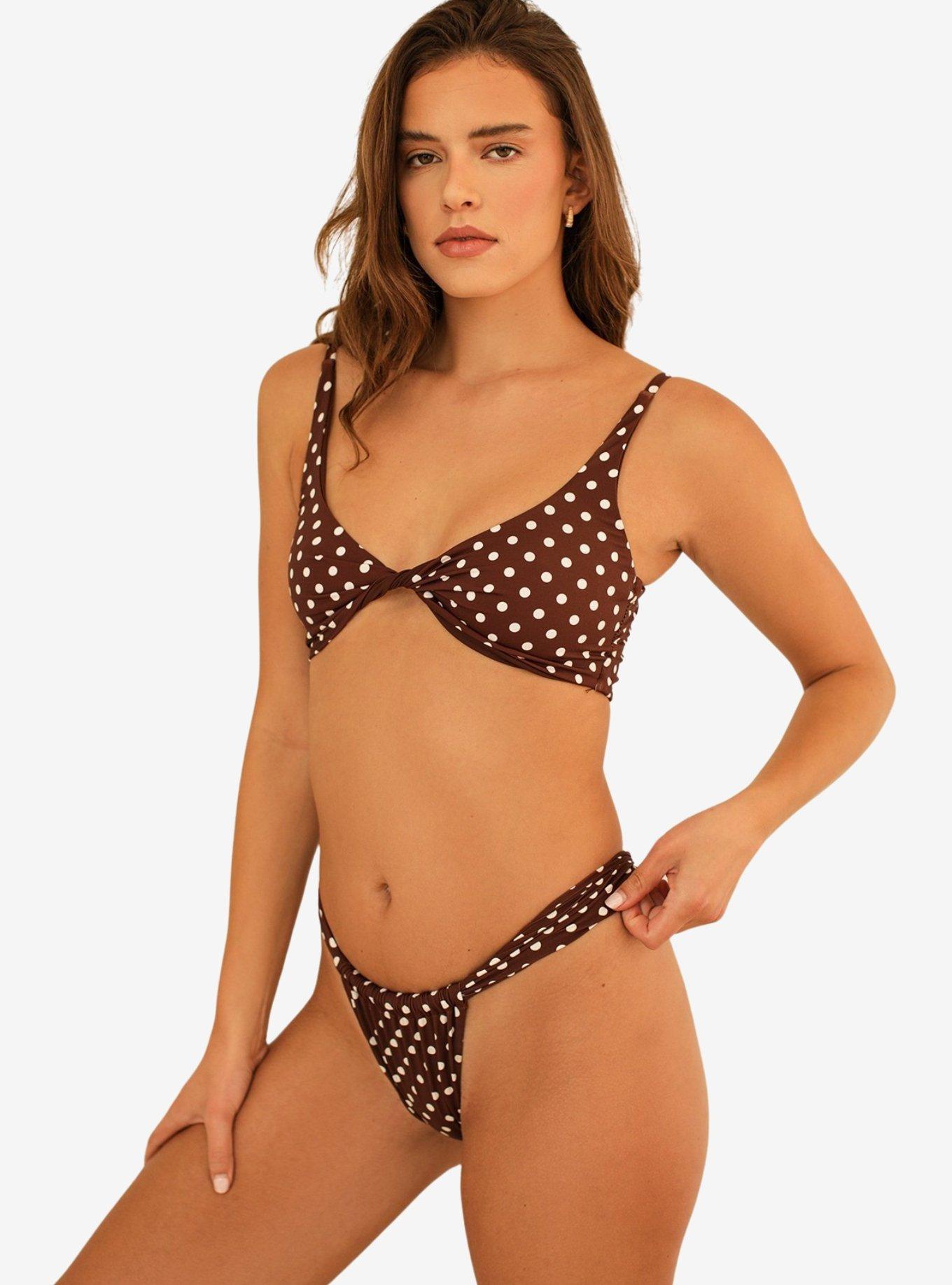 Dippin' Daisy's Mirage V-Cut Neckline Swim Top Dotted Brown, , hi-res
