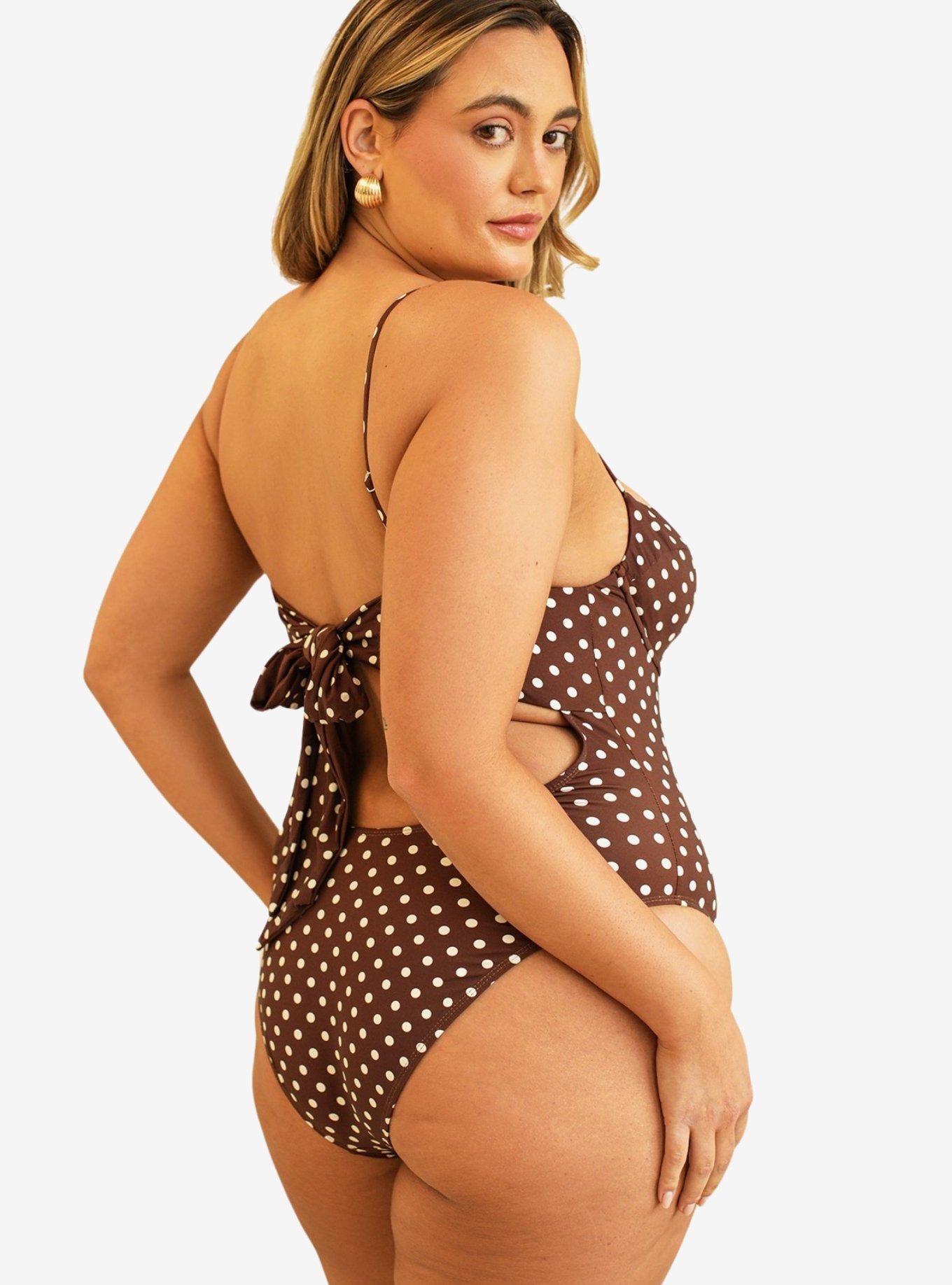 Dippin' Daisy's Saltwater Thigh High Swim One Piece Dotted Brown, , hi-res
