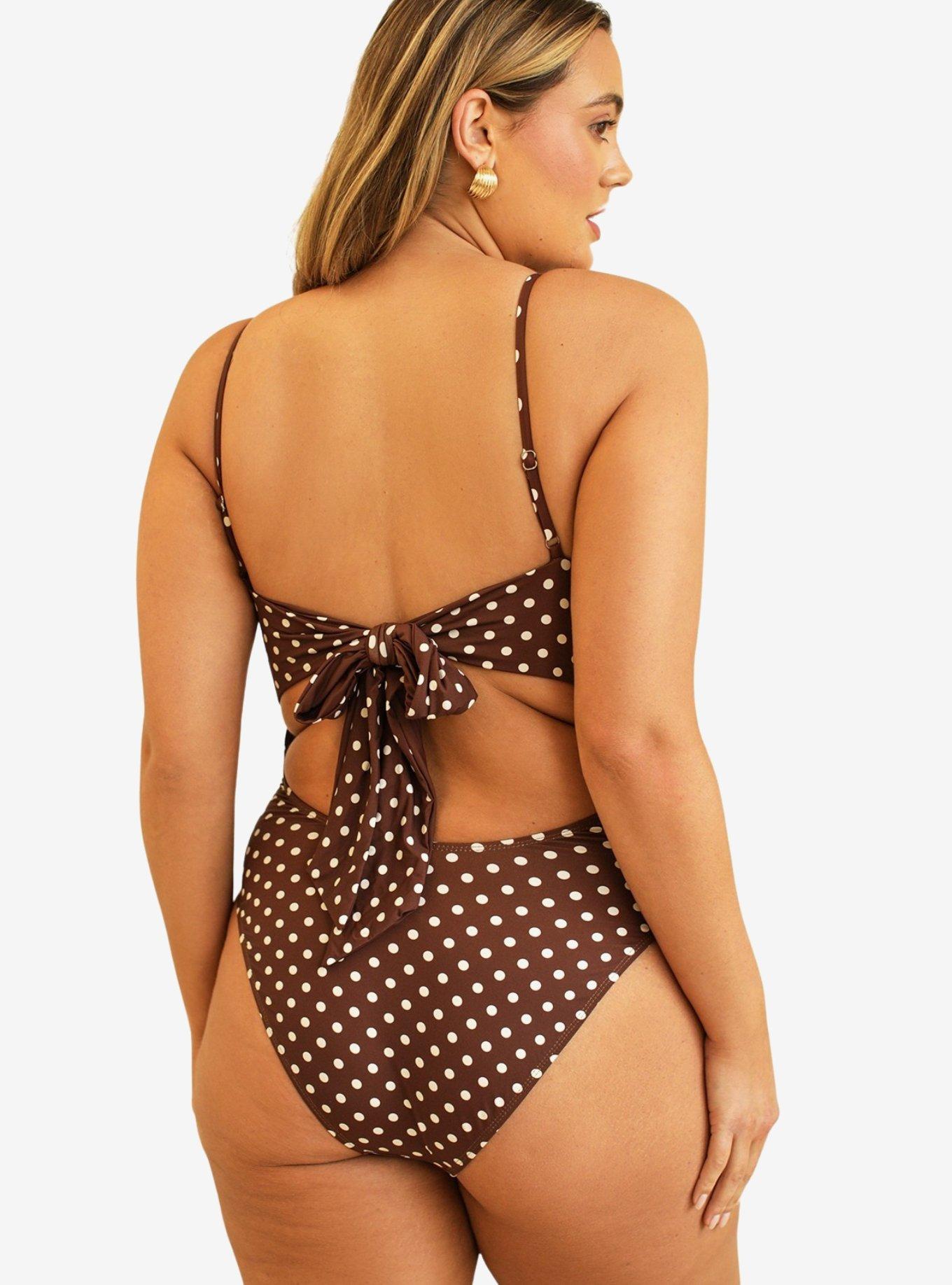 Dippin' Daisy's Saltwater Thigh High Swim One Piece Dotted Brown, BROWN, alternate