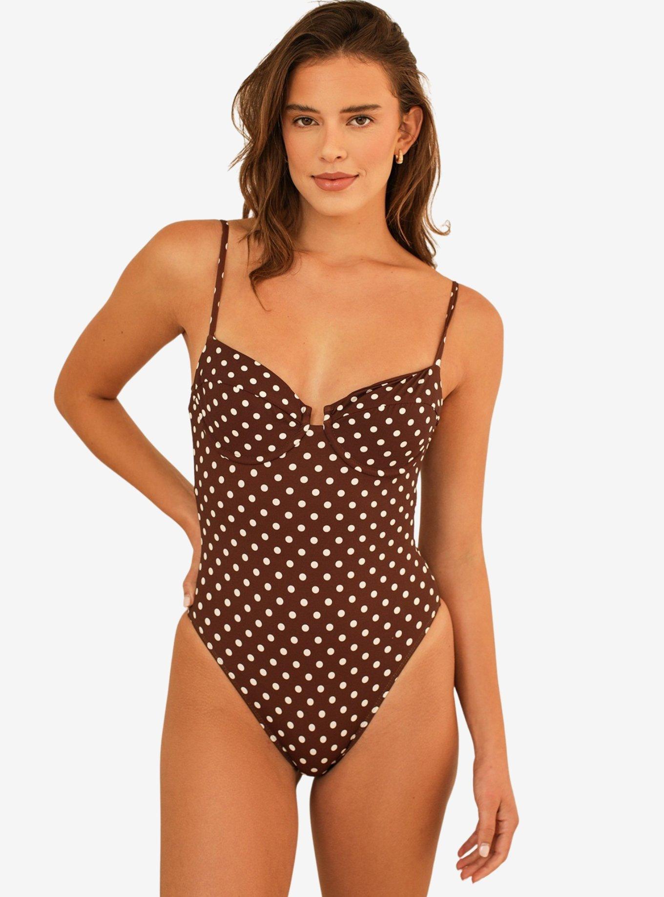 Dippin' Daisy's Saltwater Thigh High Swim One Piece Dotted Brown, BROWN, alternate