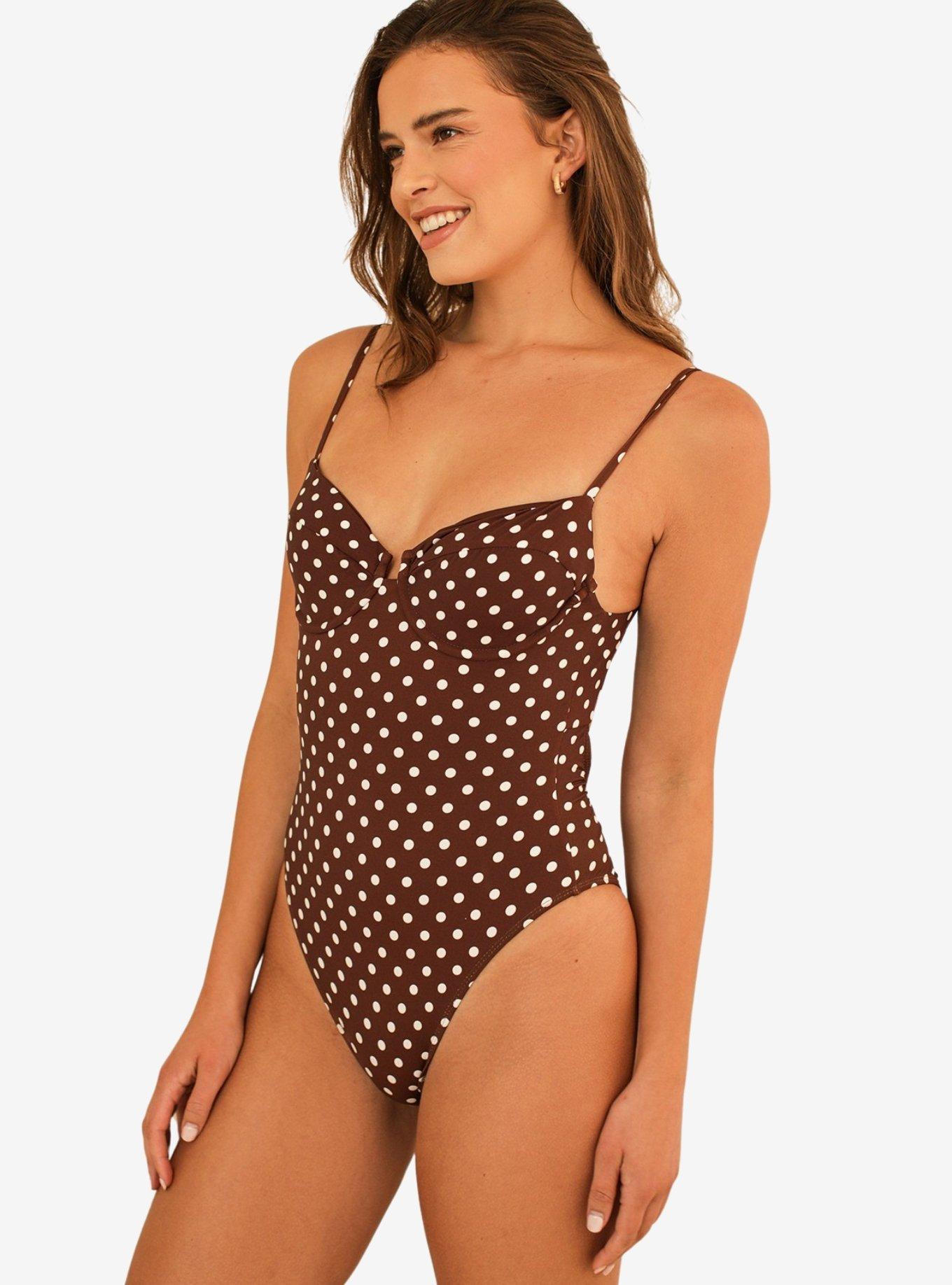 Dippin' Daisy's Saltwater Thigh High Swim One Piece Dotted Brown, BROWN, alternate