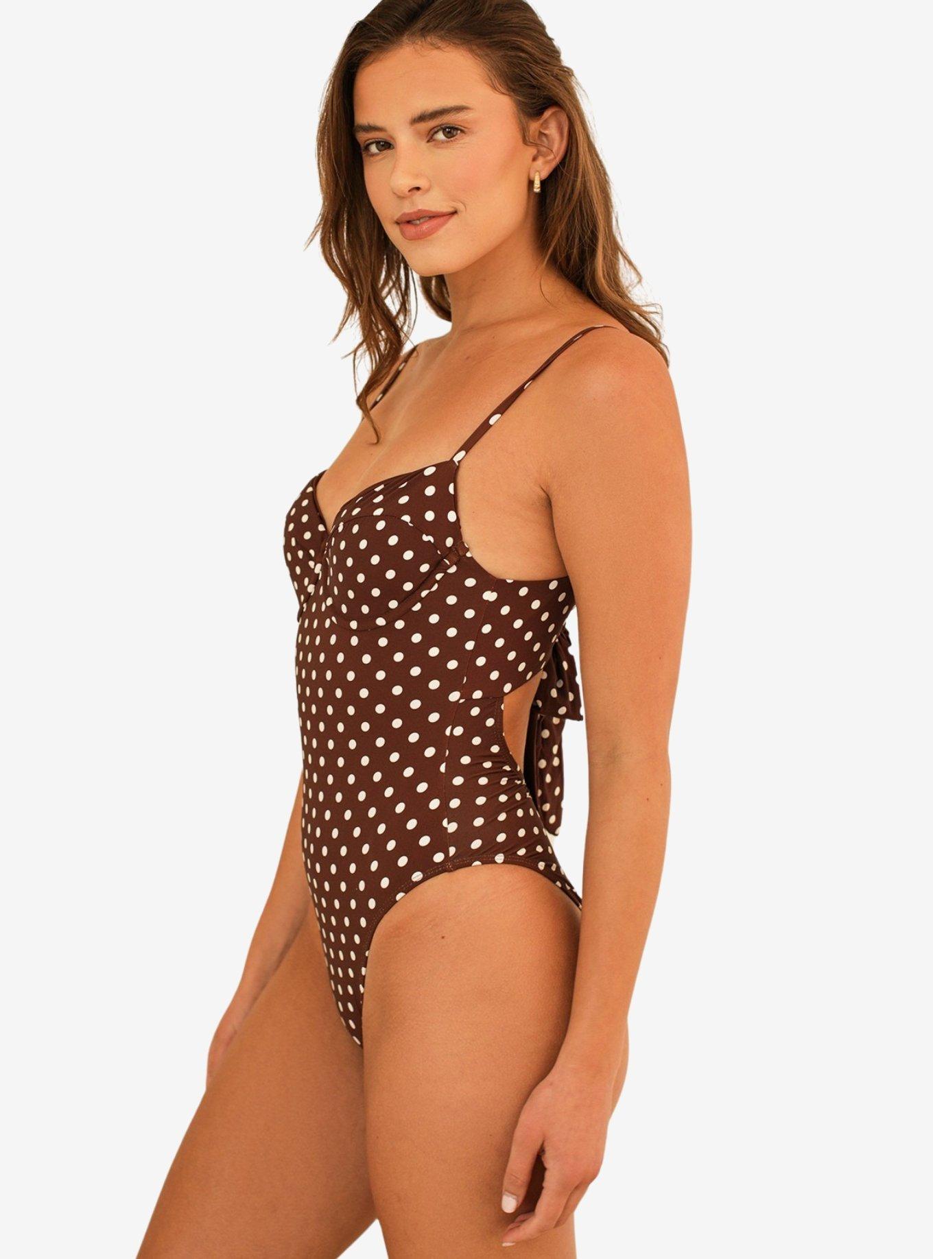 Dippin' Daisy's Saltwater Thigh High Swim One Piece Dotted Brown, BROWN, alternate