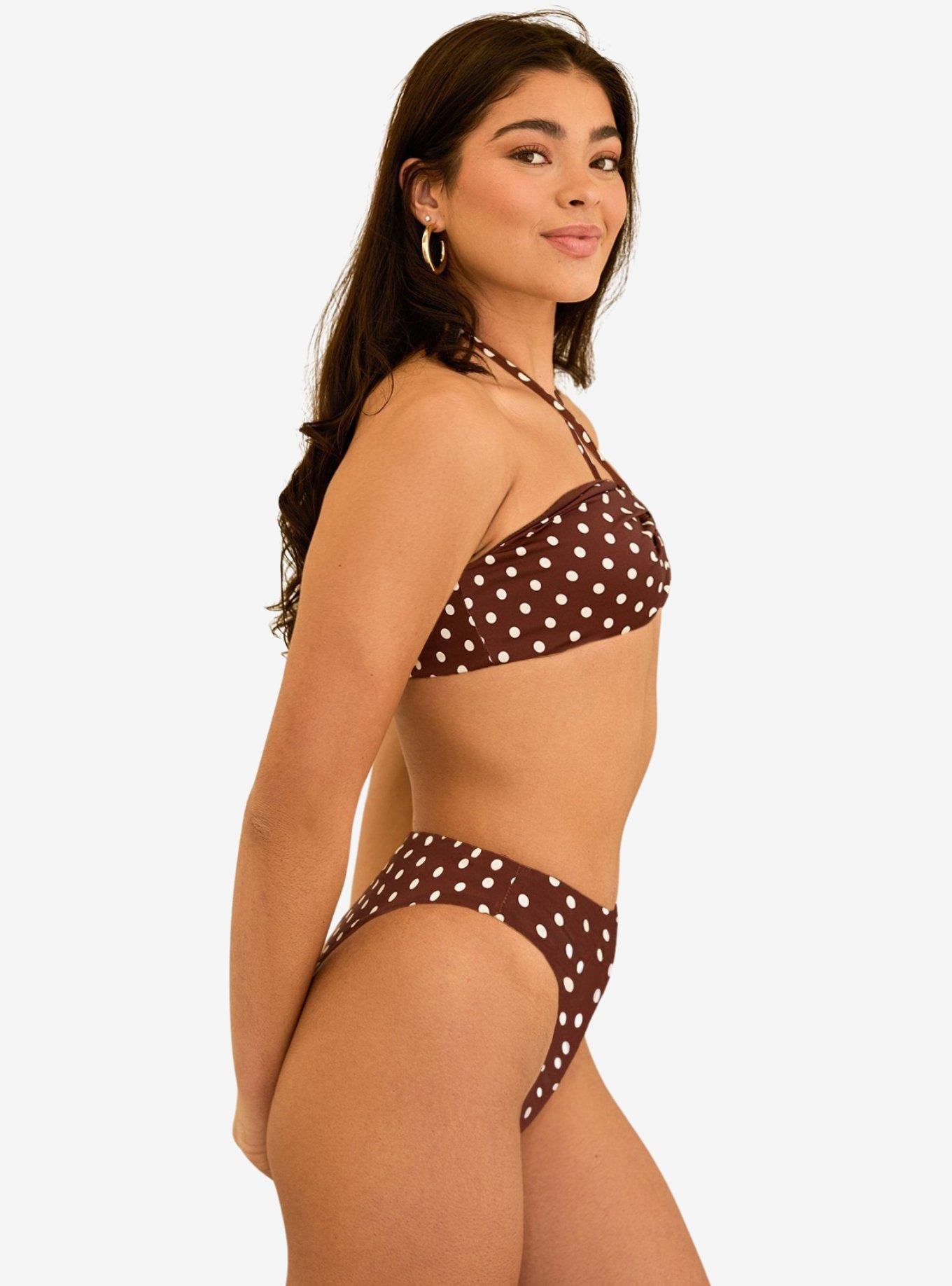 Dippin' Daisy's Seashore High Waist Cheeky Swim Bottom Dotted Brown, BROWN, alternate