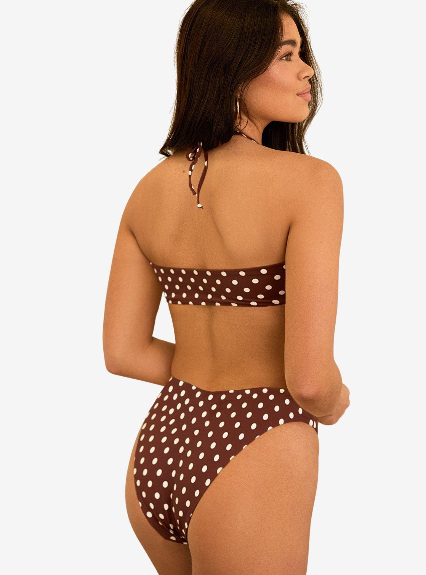 Dippin' Daisy's Seashore High Waist Cheeky Swim Bottom Dotted Brown, BROWN, alternate