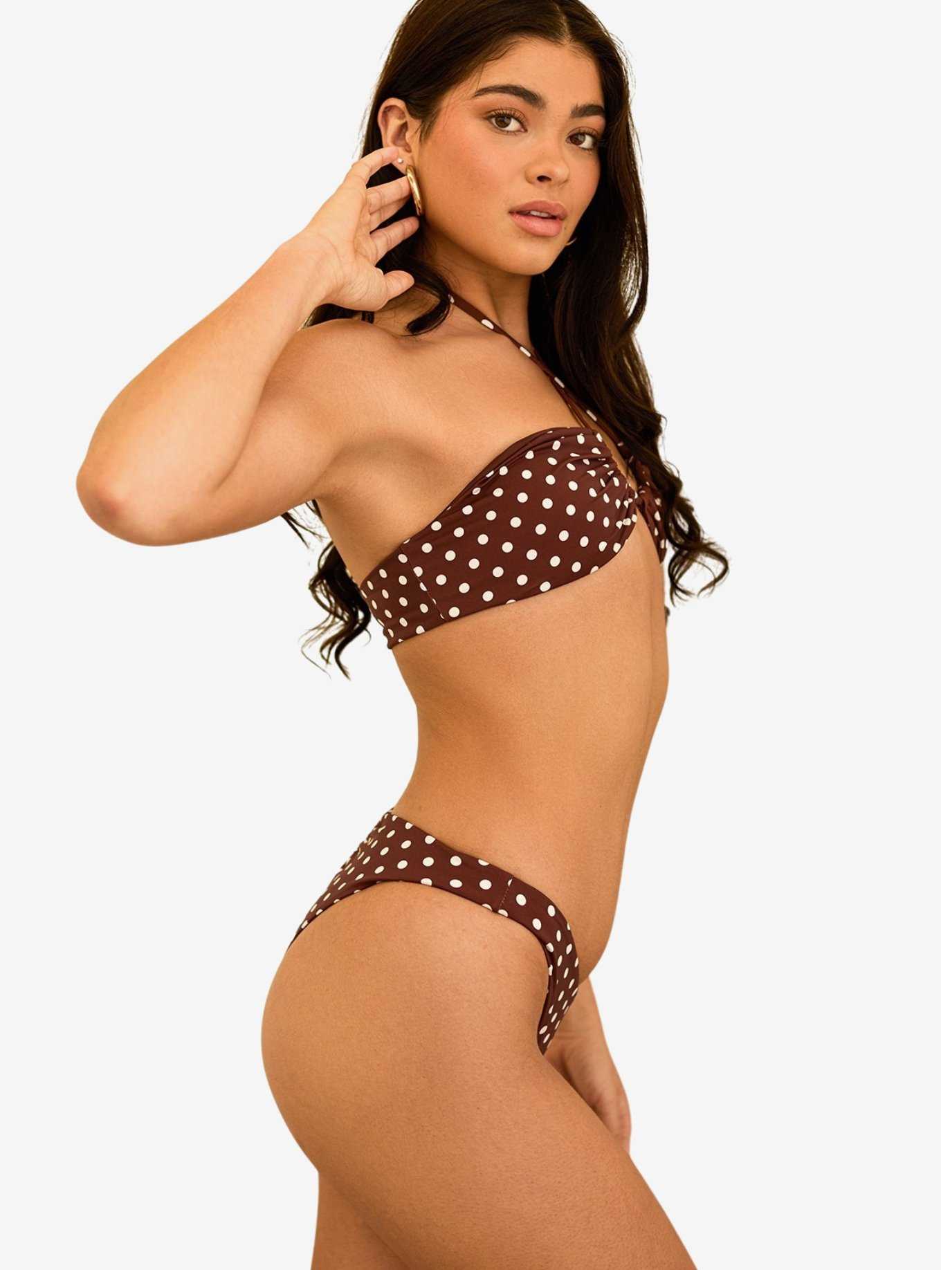 Dippin' Daisy's Amalfi String Tie Bandeau Swim Top Dotted Brown, , hi-res