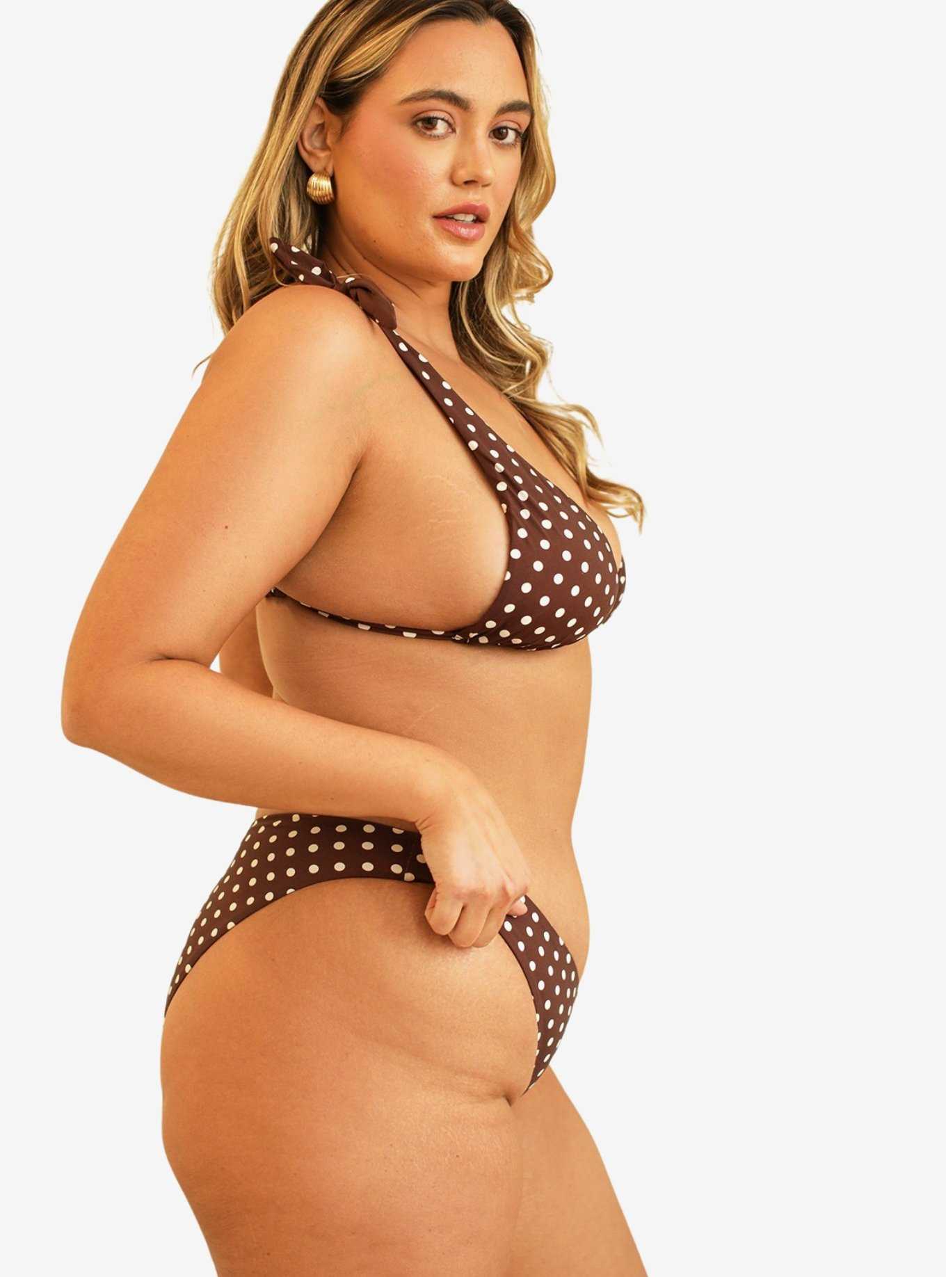 Dippin' Daisy's Angel Cheeky Swim Bottom Dotted Brown, , hi-res