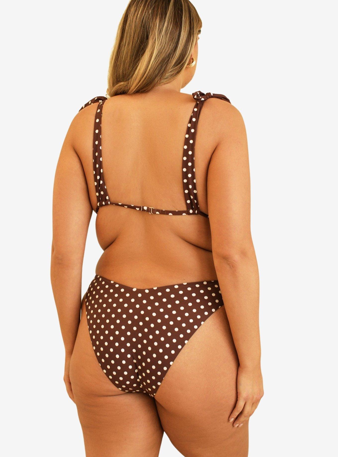 Dippin' Daisy's Angel Cheeky Swim Bottom Dotted Brown, BROWN, alternate