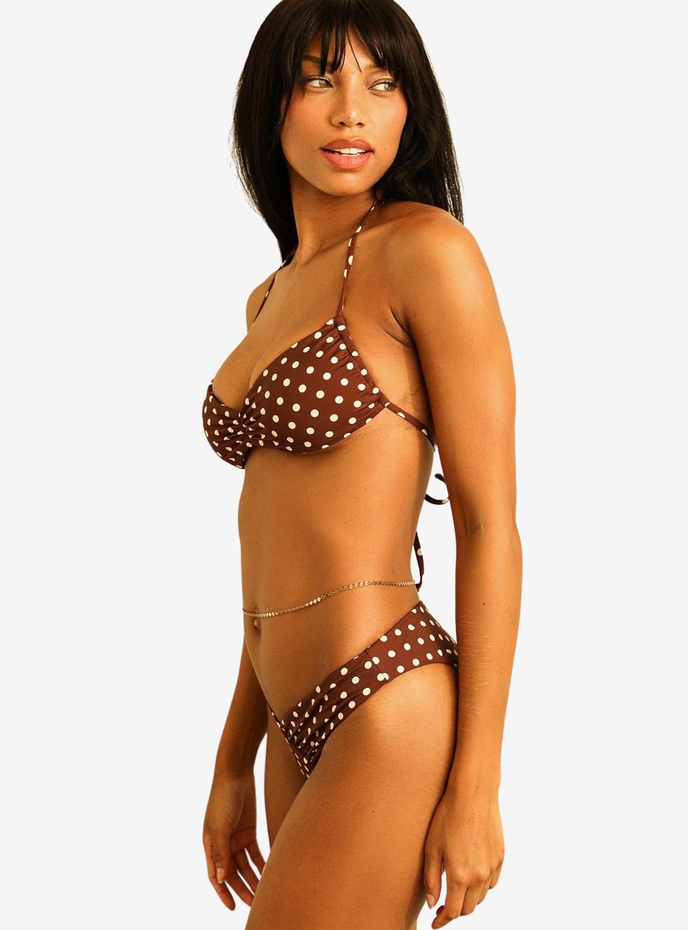 Dippin' Daisy's Angel Cheeky Swim Bottom Dotted Brown, BROWN, alternate
