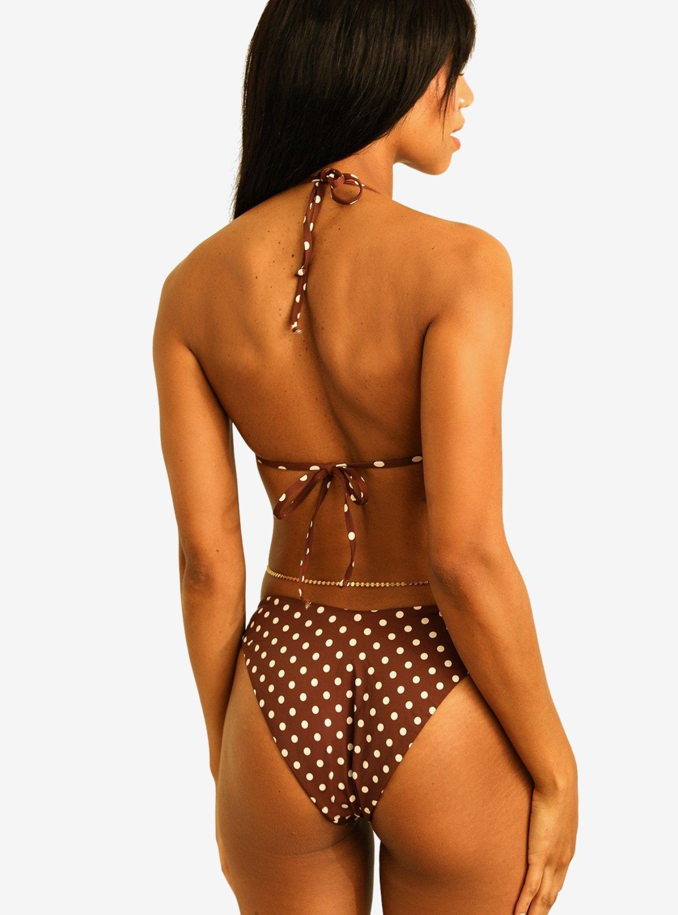 Dippin' Daisy's Angel Cheeky Swim Bottom Dotted Brown, BROWN, alternate