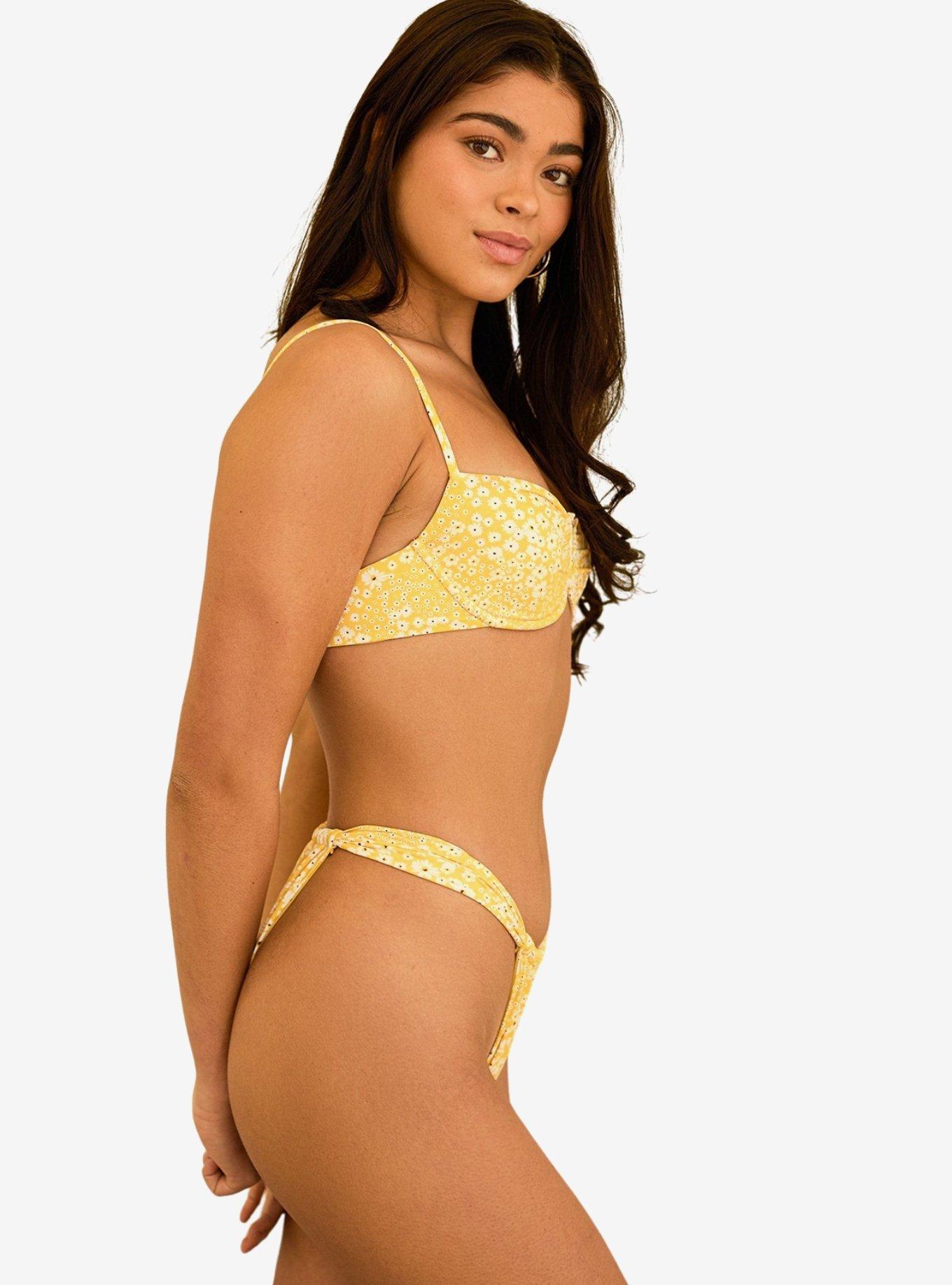 Dippin' Daisy's Bisou Cheeky Swim Bottom Golden Ditsy, FLORAL - YELLOW, alternate