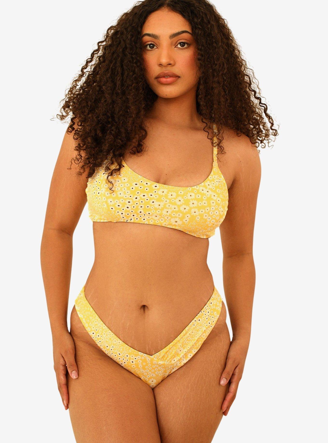 Dippin' Daisy's Angel Cheeky Swim Bottom Golden Ditsy, FLORAL - YELLOW, alternate