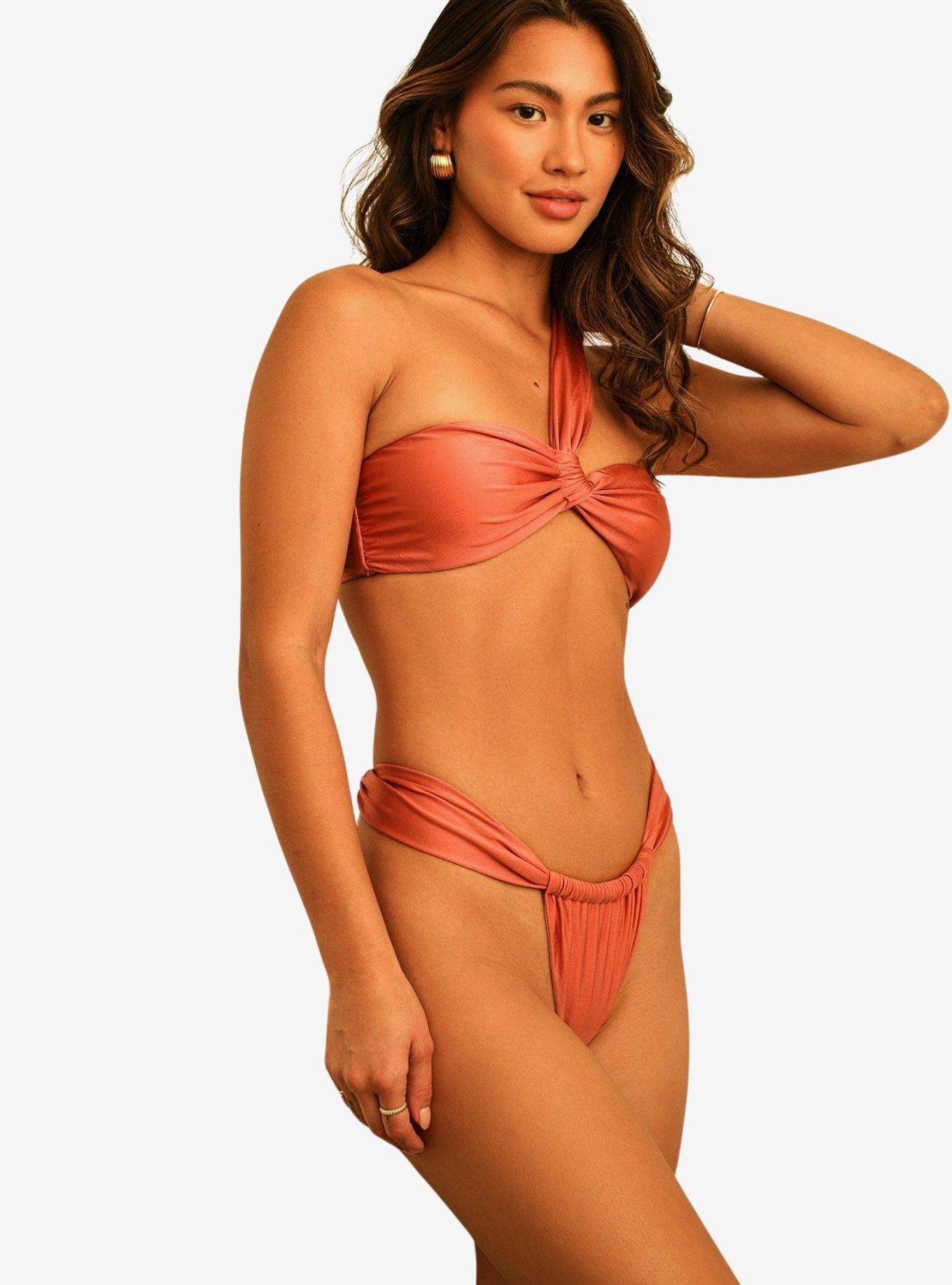 Dippin' Daisy's Frankie Asymmetrical Bandeau Swim Top Dusty Rose, , hi-res