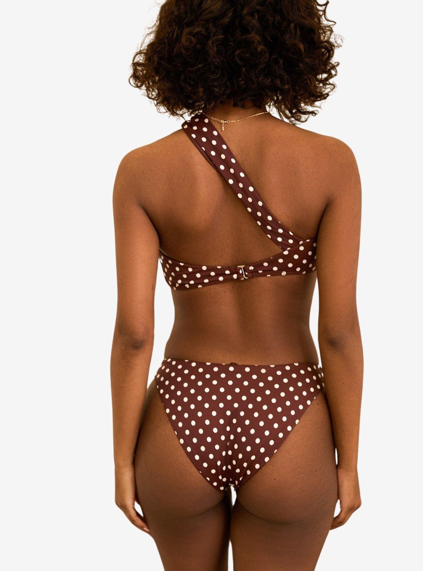 Dippin' Daisy's Frankie Asymmetrical Bandeau Swim Top Dotted Brown, BROWN, alternate