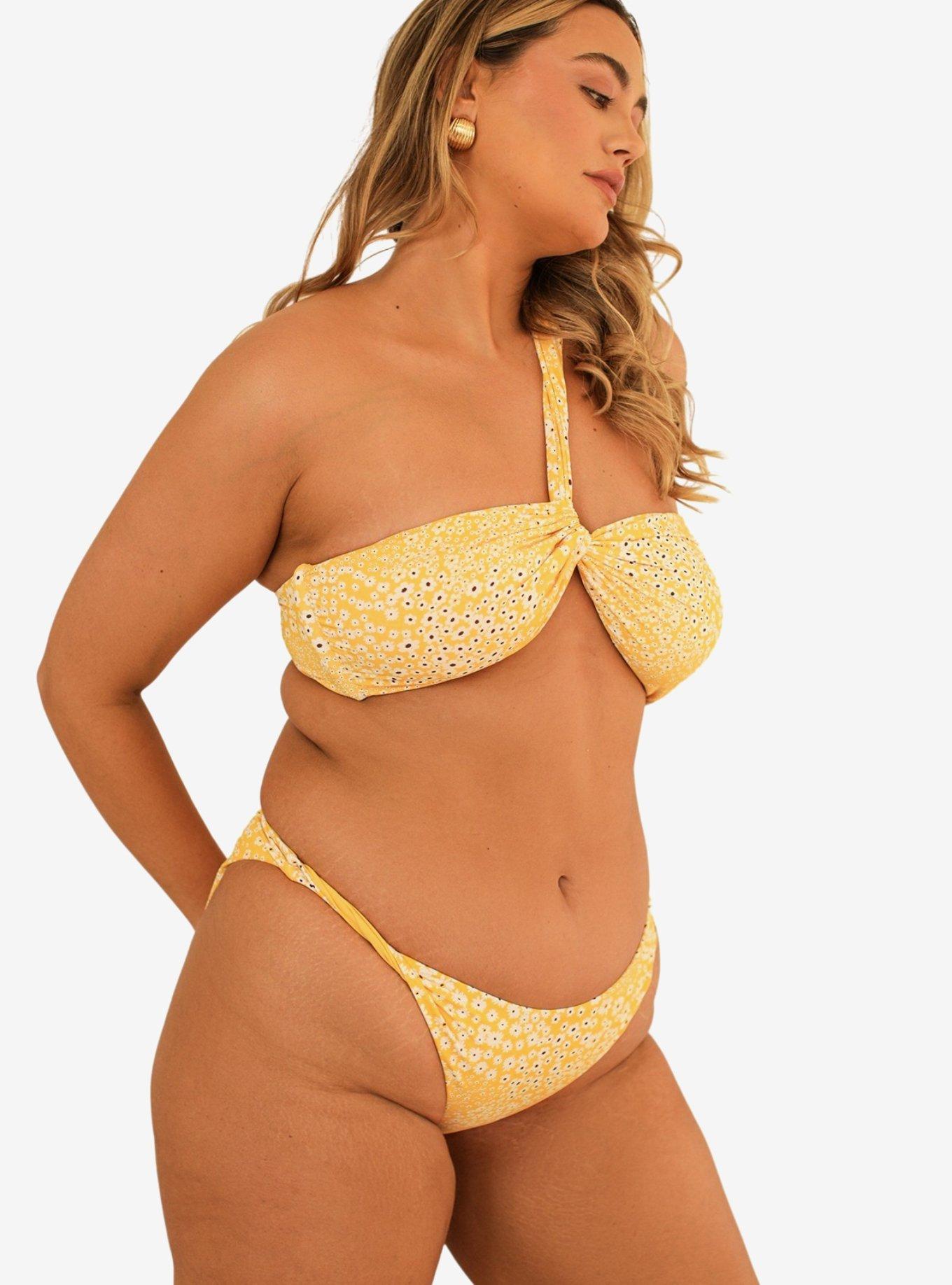 Dippin' Daisy's Frankie Asymmetrical Bandeau Swim Top Golden Ditsy, , hi-res