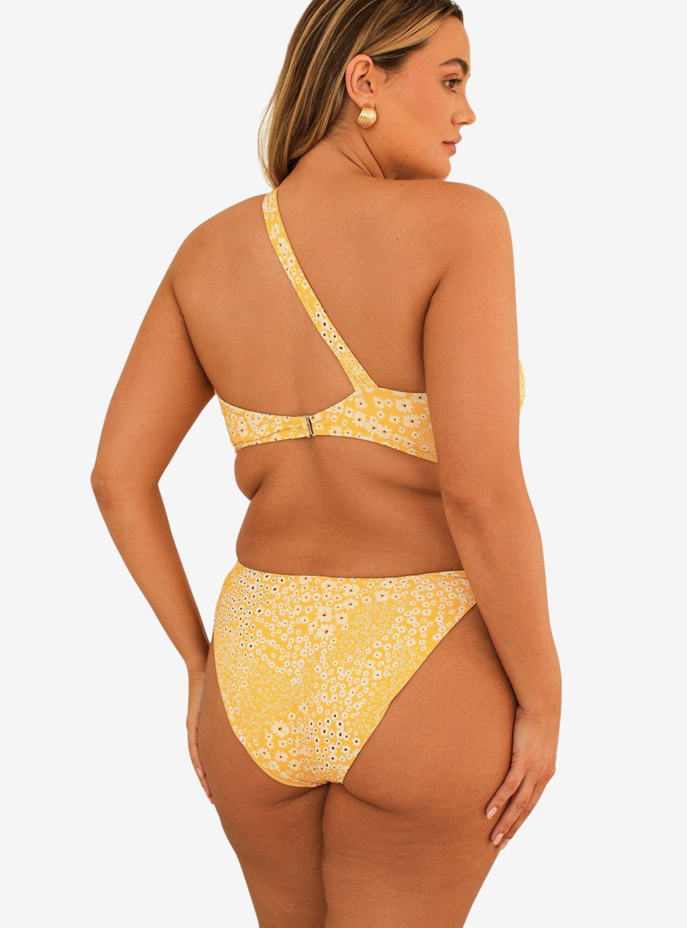 Dippin' Daisy's Frankie Asymmetrical Bandeau Swim Top Golden Ditsy, FLORAL - YELLOW, alternate