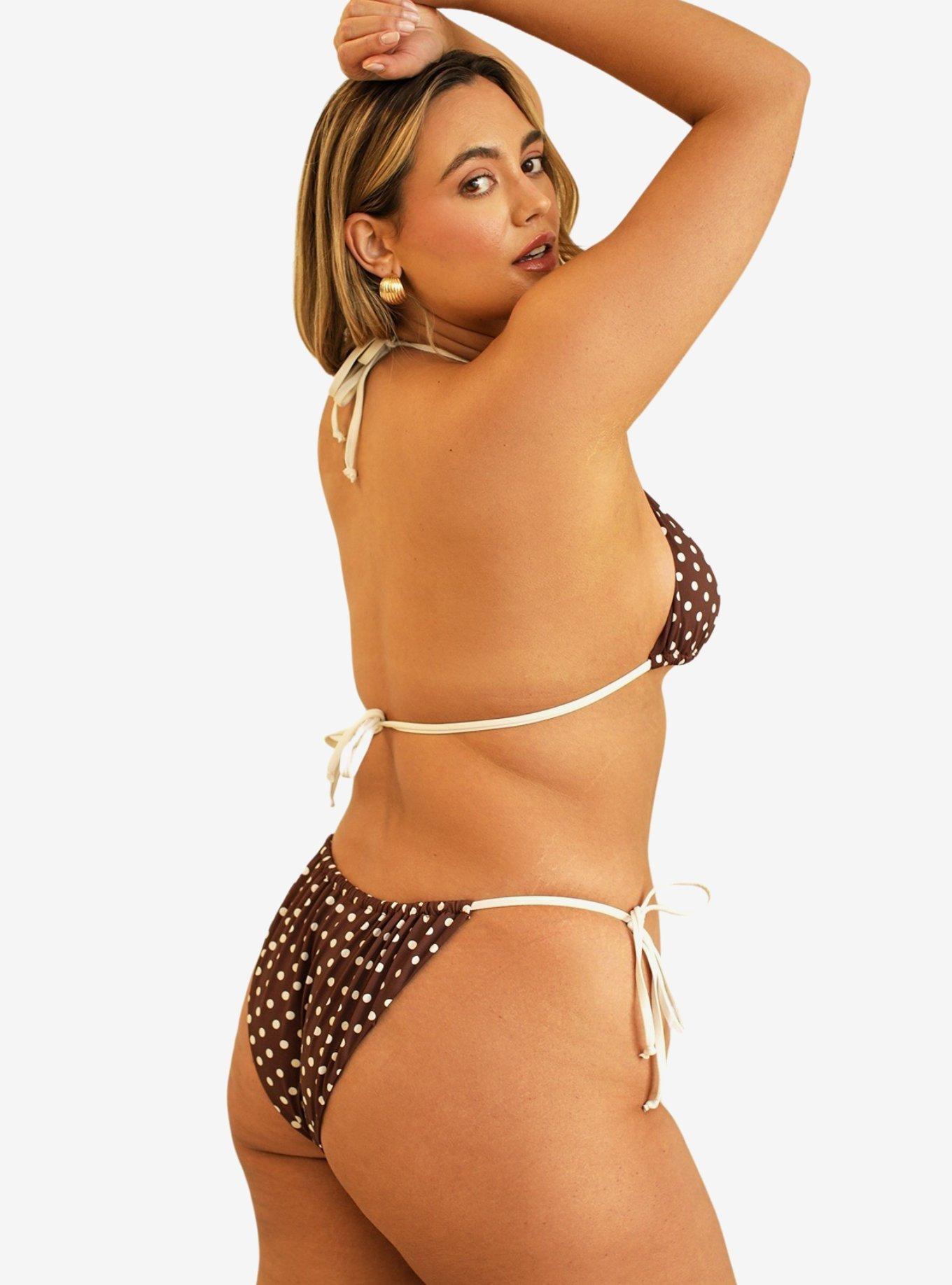 Dippin' Daisy's Paris Cheeky Swim Bottom Dotted Brown, BROWN, alternate