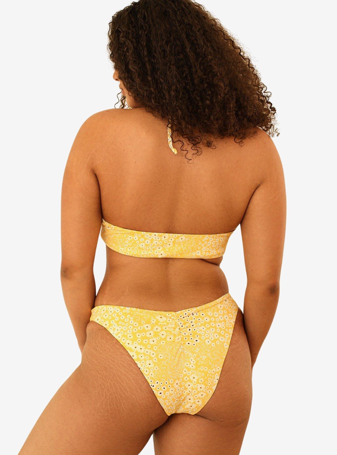 Dippin' Daisy's Palma Scrunch Back Cheeky Swim Bottom Golden Ditsy, FLORAL - YELLOW, alternate
