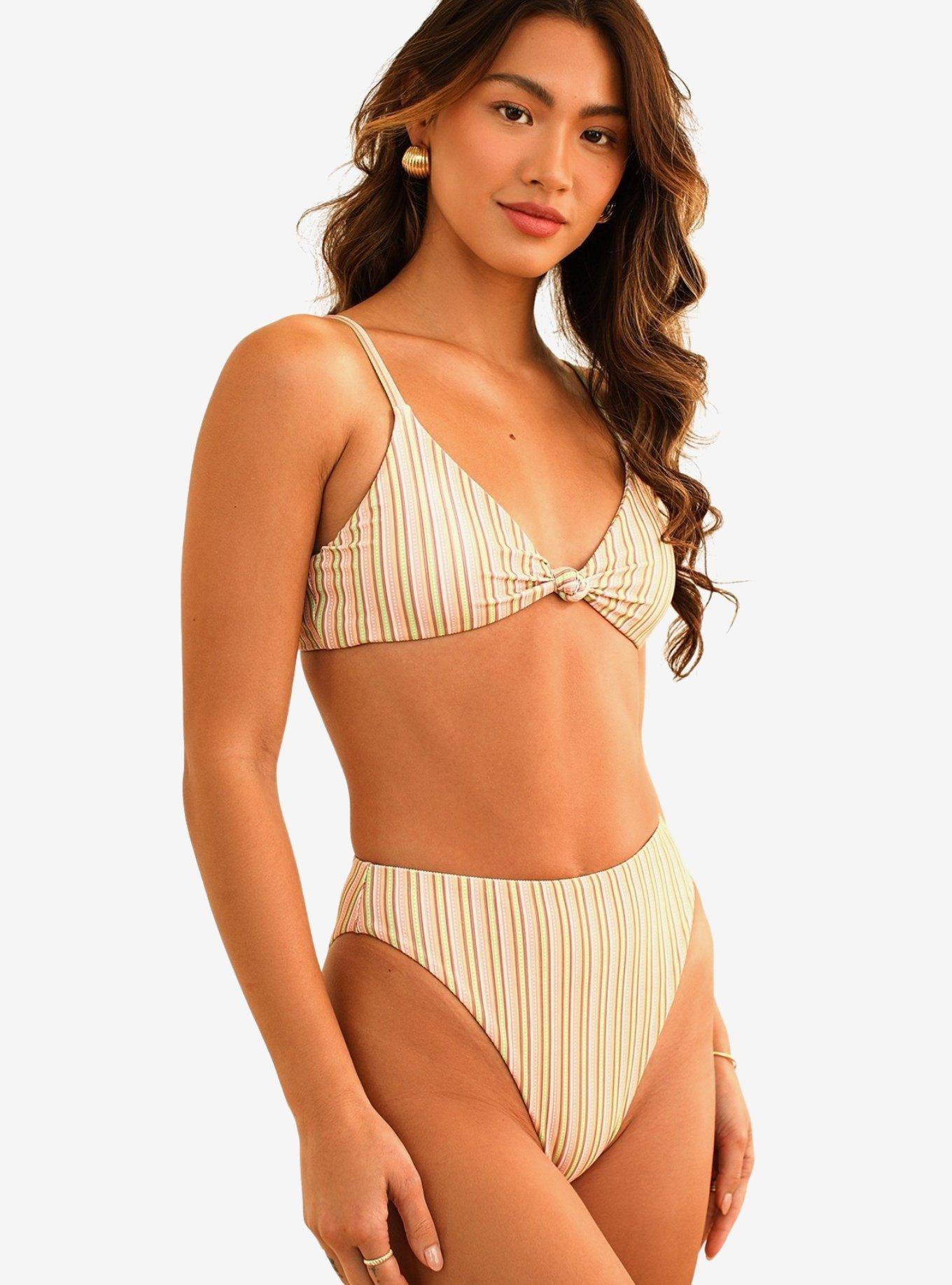 Dippin' Daisy's Zen Knotted Triangle Swim Top Nostalgia Stripe, , hi-res
