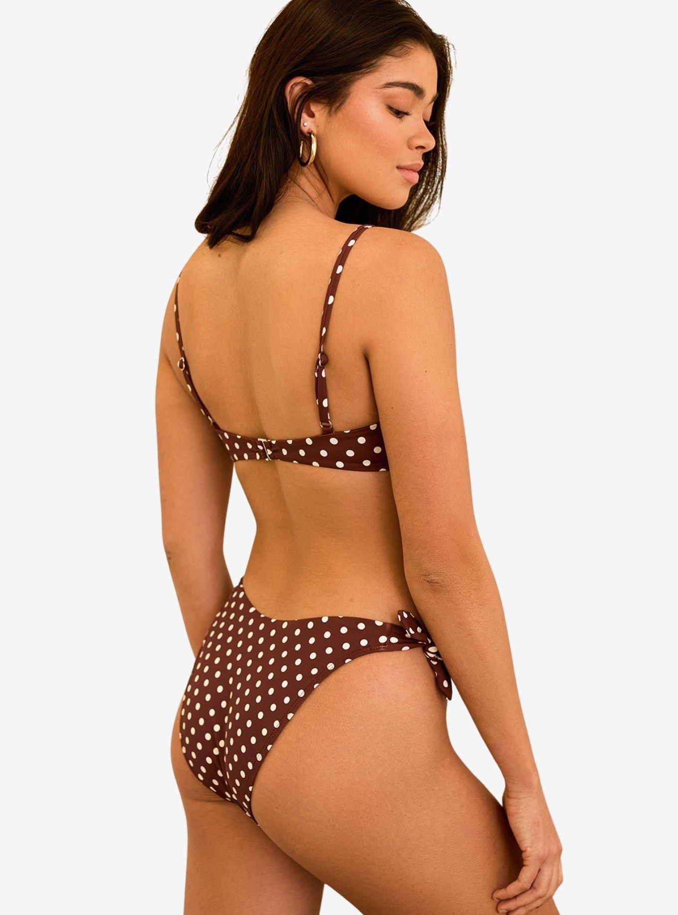 Dippin' Daisy's Zen Knotted Triangle Swim Top Dotted Brown, BROWN, alternate