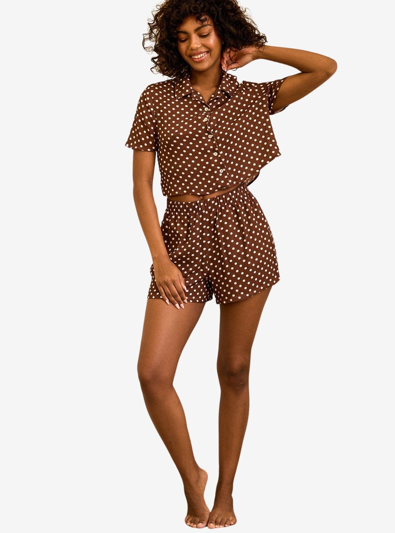 Dippin' Daisy's Slumber Party Pajama Set Dotted Brown, BROWN, alternate