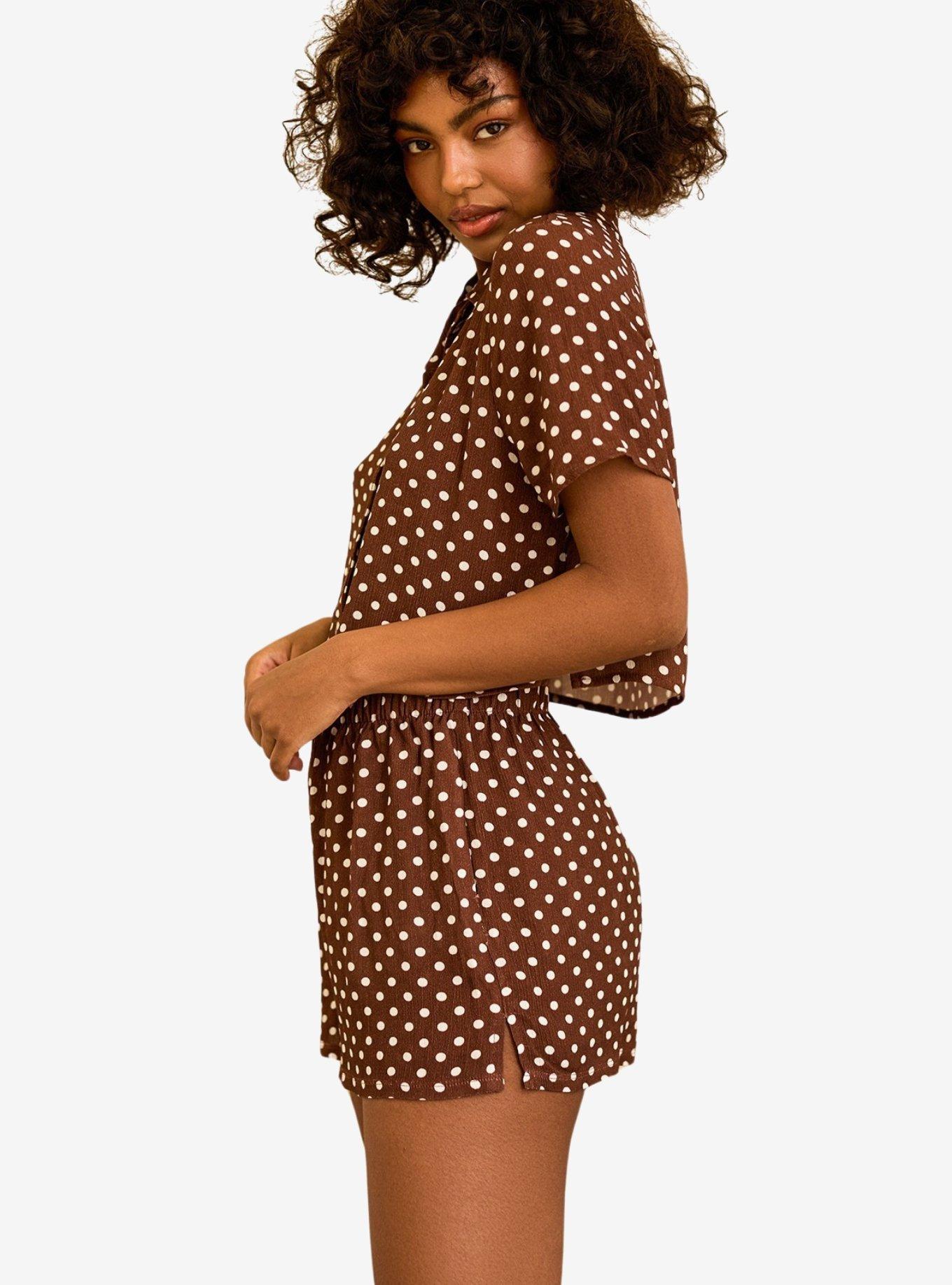 Dippin' Daisy's Slumber Party Pajama Set Dotted Brown, BROWN, alternate