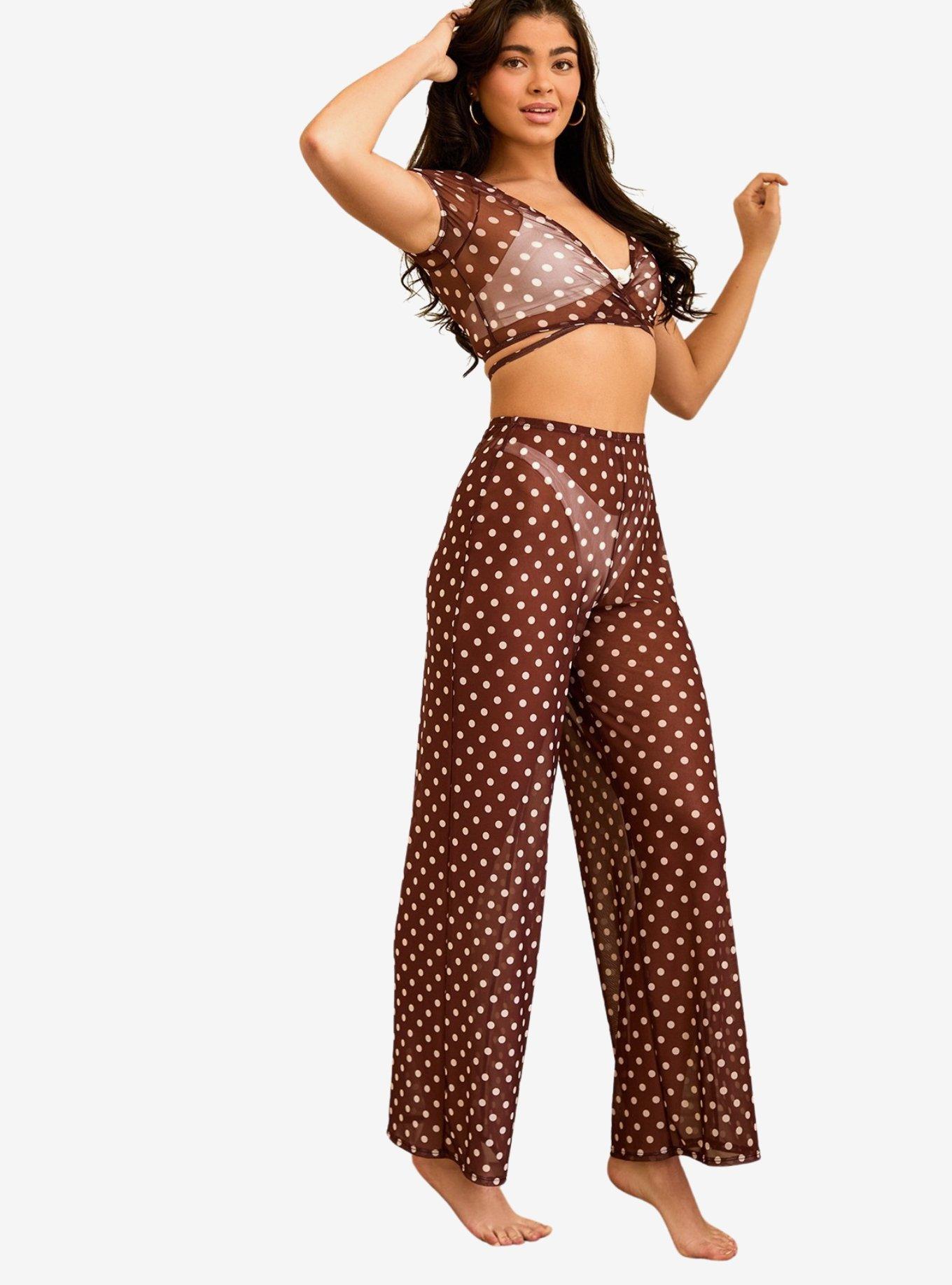 Dippin' Daisy's Cher Swim Cover-Up Top Dotted Brown, BROWN, alternate