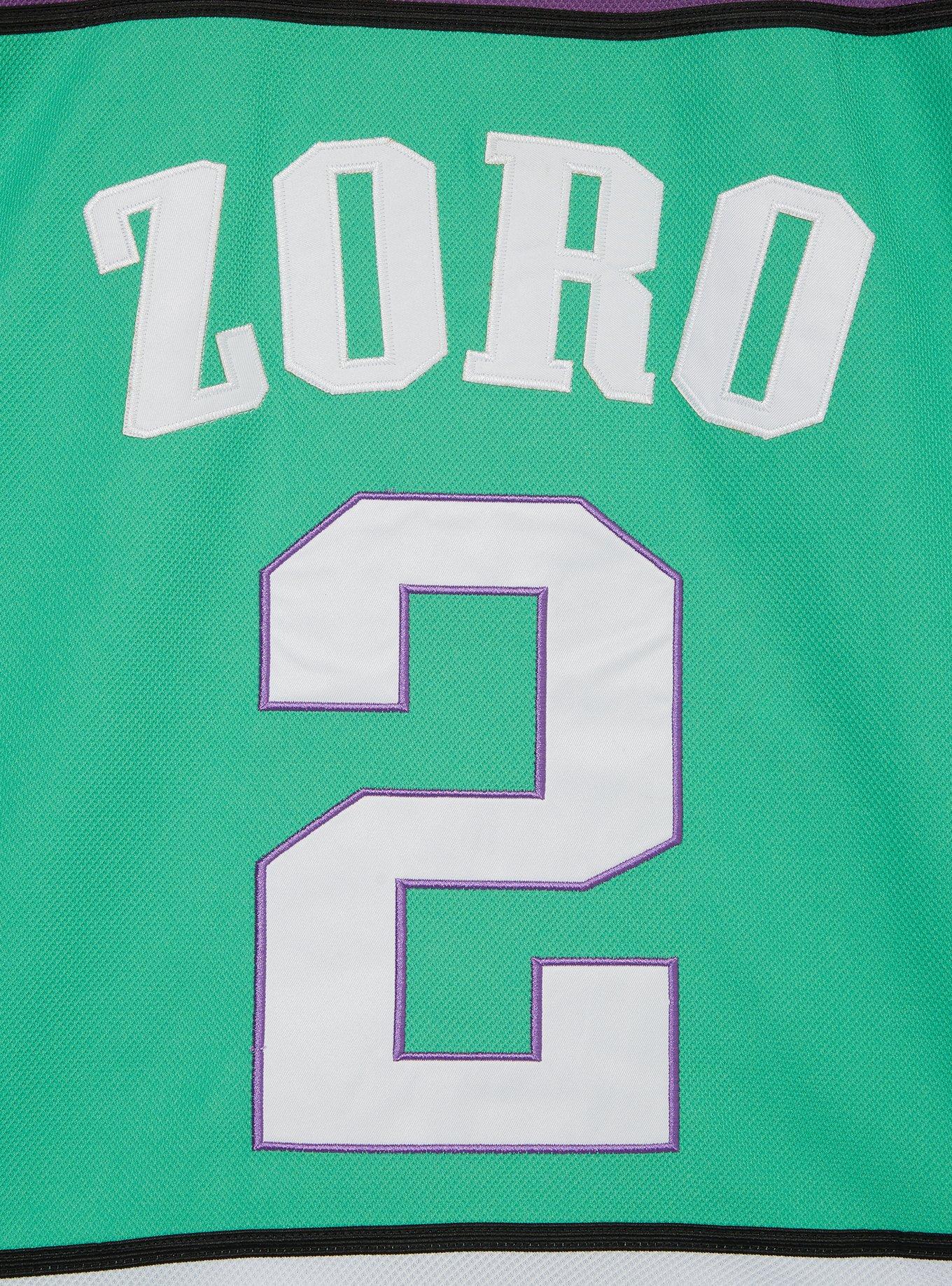 One Piece Roronoa Zoro Hockey Jersey — BoxLunch Exclusive, STRIPE - PURPLE, alternate