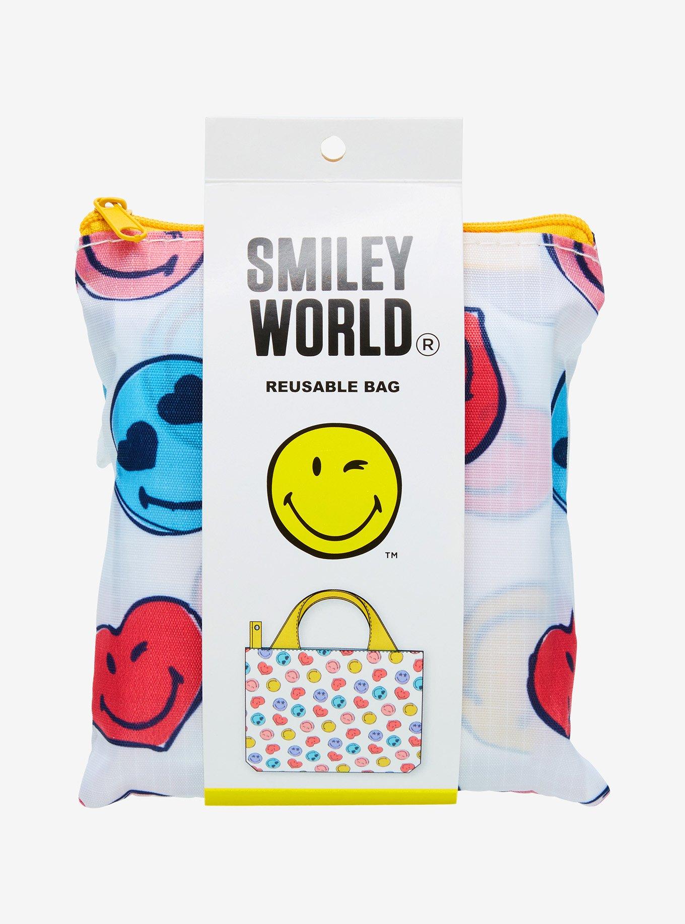 Smiley Faces Allover Print Reusable Tote Bag — BoxLunch Exclusive, , alternate