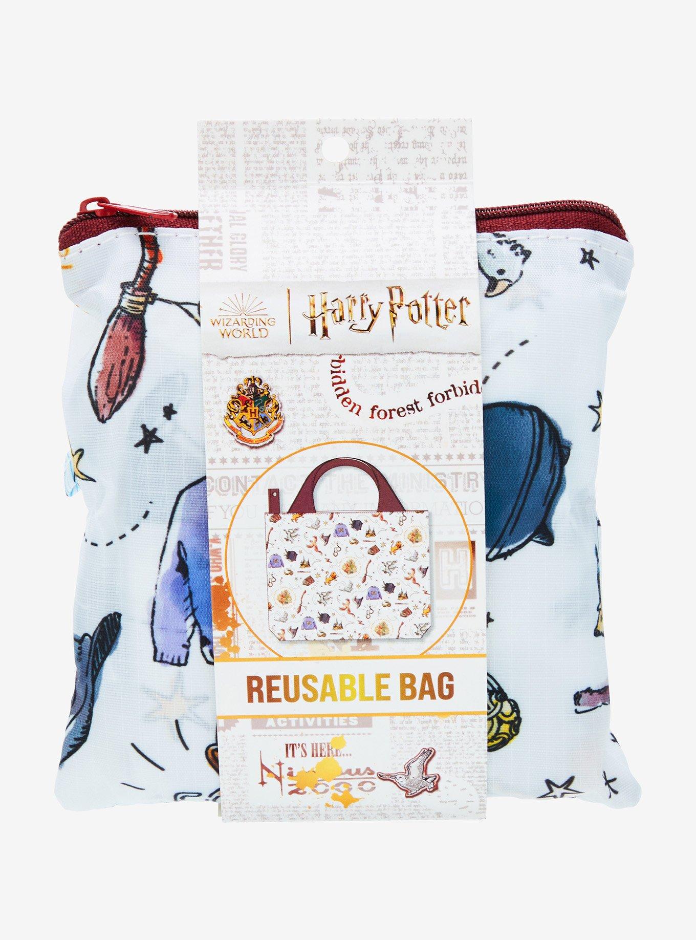 Harry Potter Hogwarts Illustrated Allover Print Reusable Tote Bag — BoxLunch Exclusive, , alternate