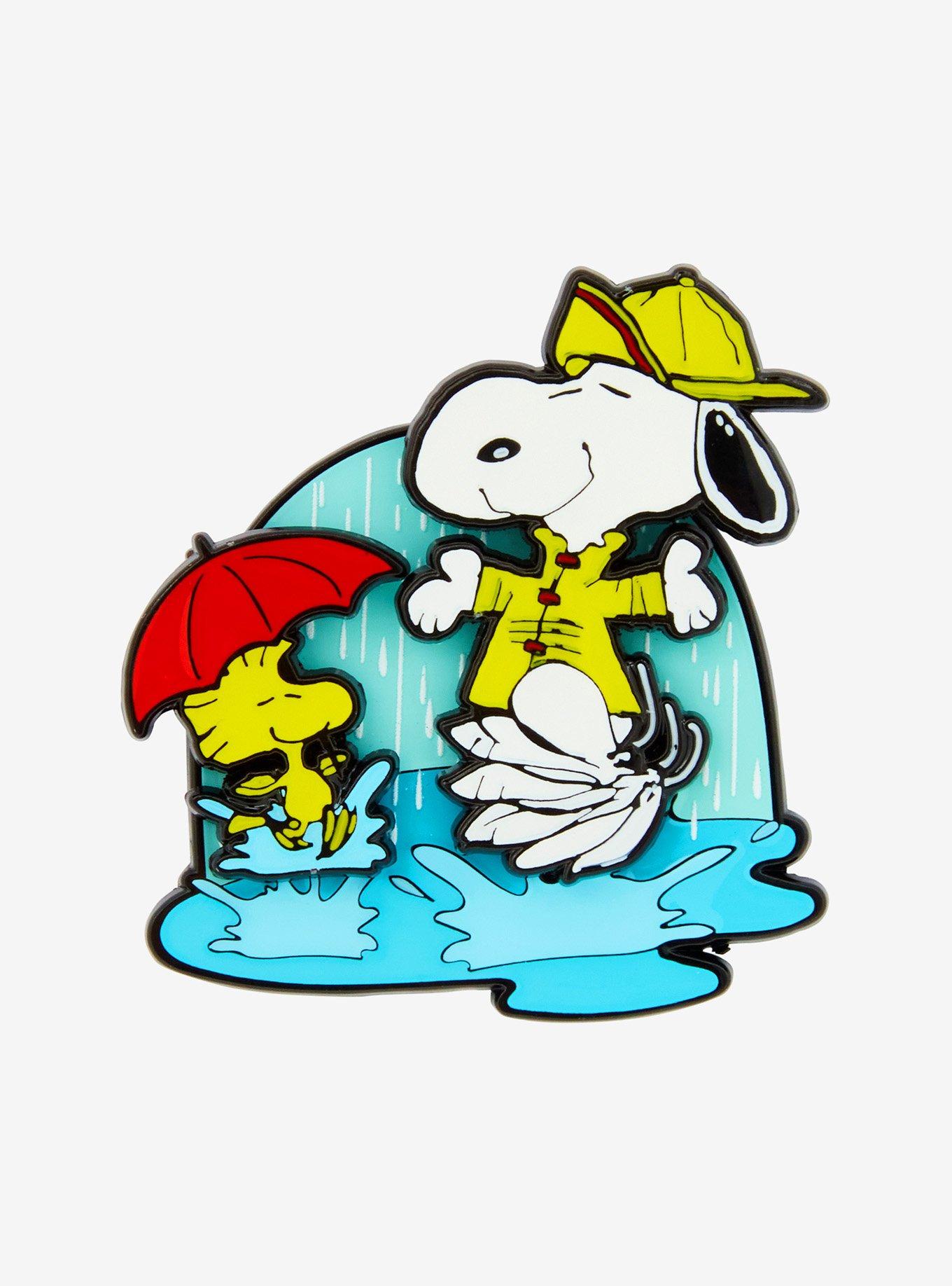 Peanuts Snoopy & Woodstock Raincoat Splash Moving Enamel Pin — BoxLunch Exclusive, , alternate