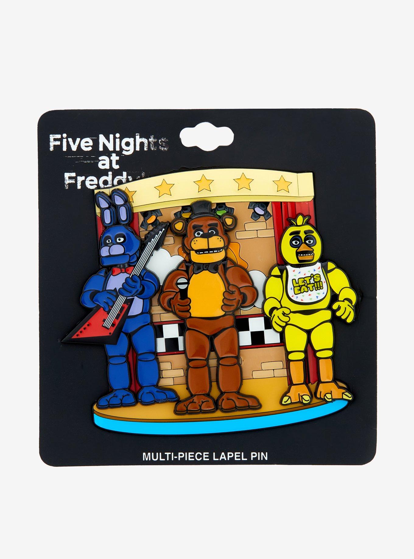 Five Nights At Freddy's Bonnie, Chica, & Freddy Stage Enamel Pin Set - BoxLunch Exclusive, , alternate