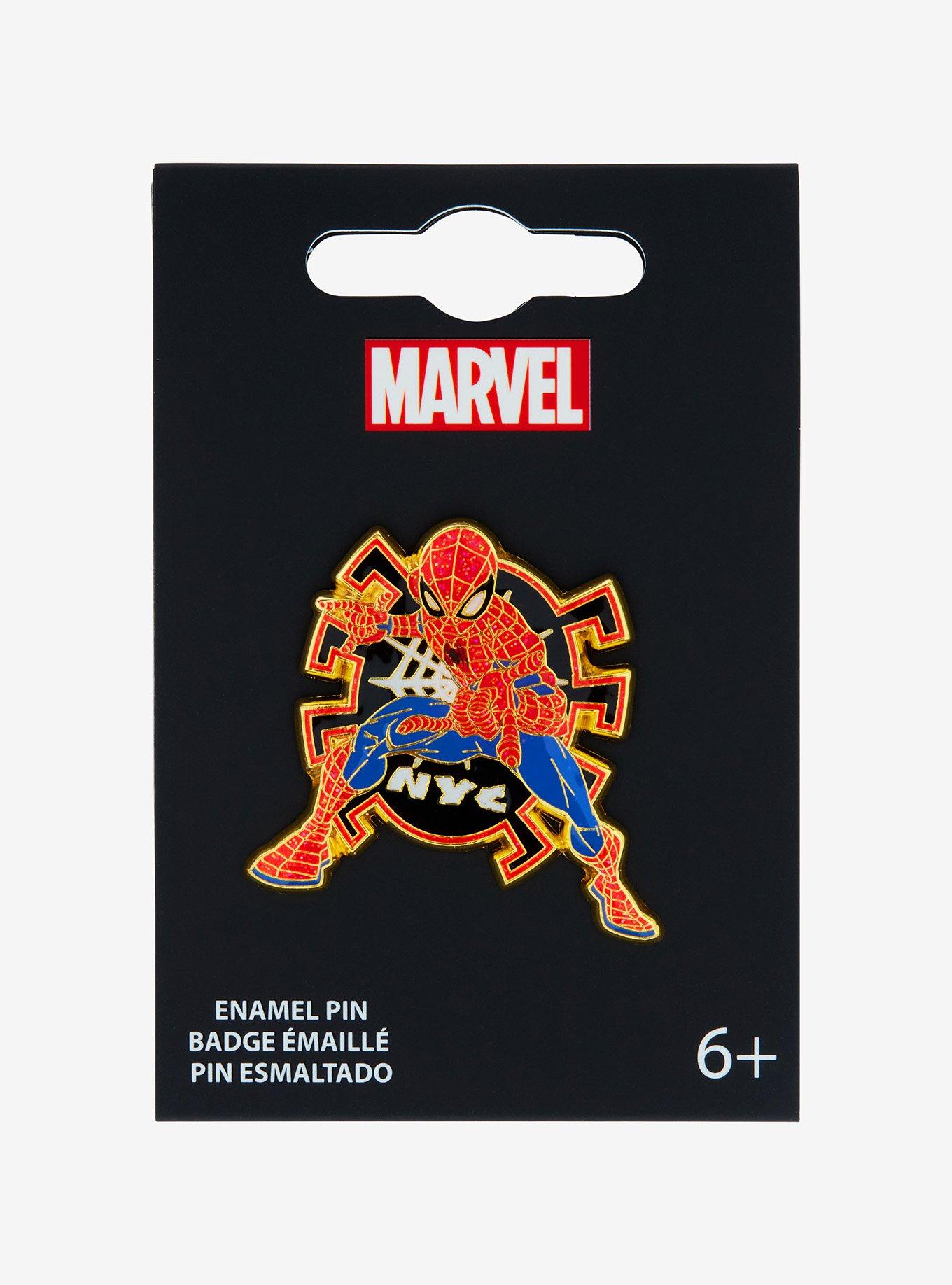 Loungefly Marvel Spider-Man NYC Glitter Enamel Pin — BoxLunch Exclusive, , alternate