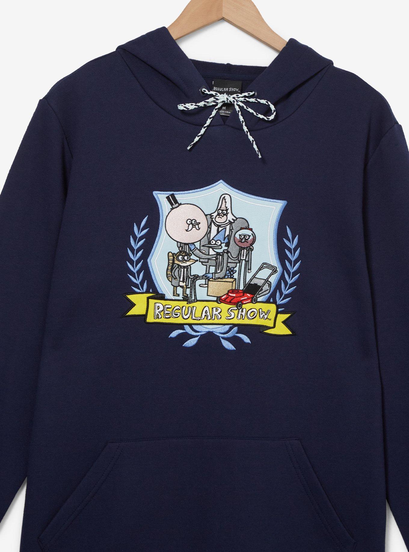 Regular Show Crest Embroidered Hoodie — BoxLunch Exclusive, NAVY, alternate